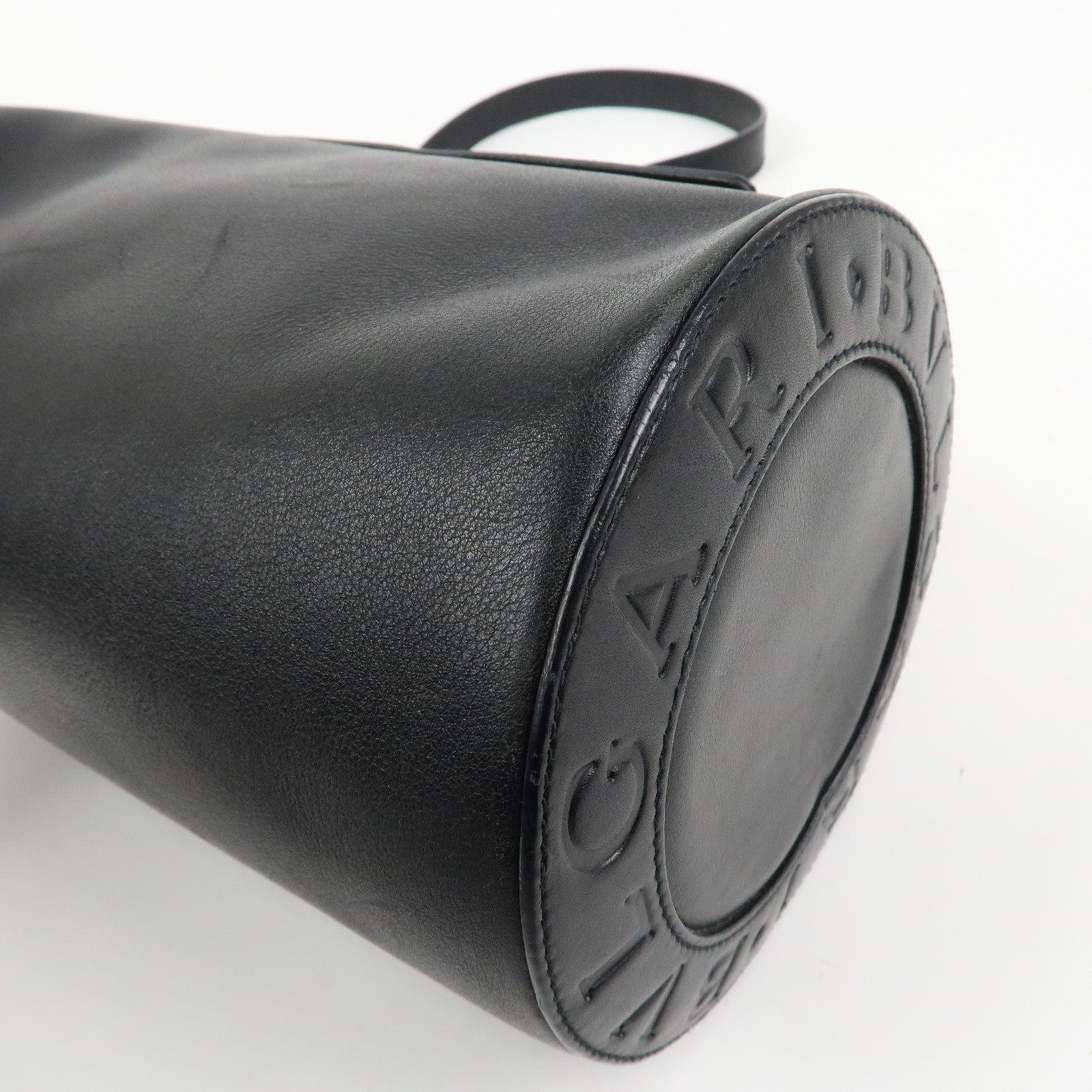 BVLGARI B-zero 1 Drum Leather Shoulder Bag Black
