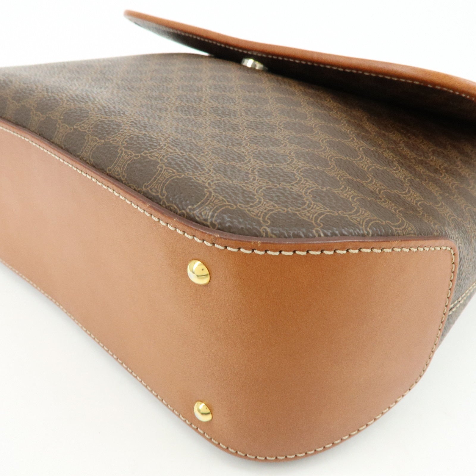 CELINE Macadam PVC Leather 2Way Shoulder Bag Hand Bag Brown