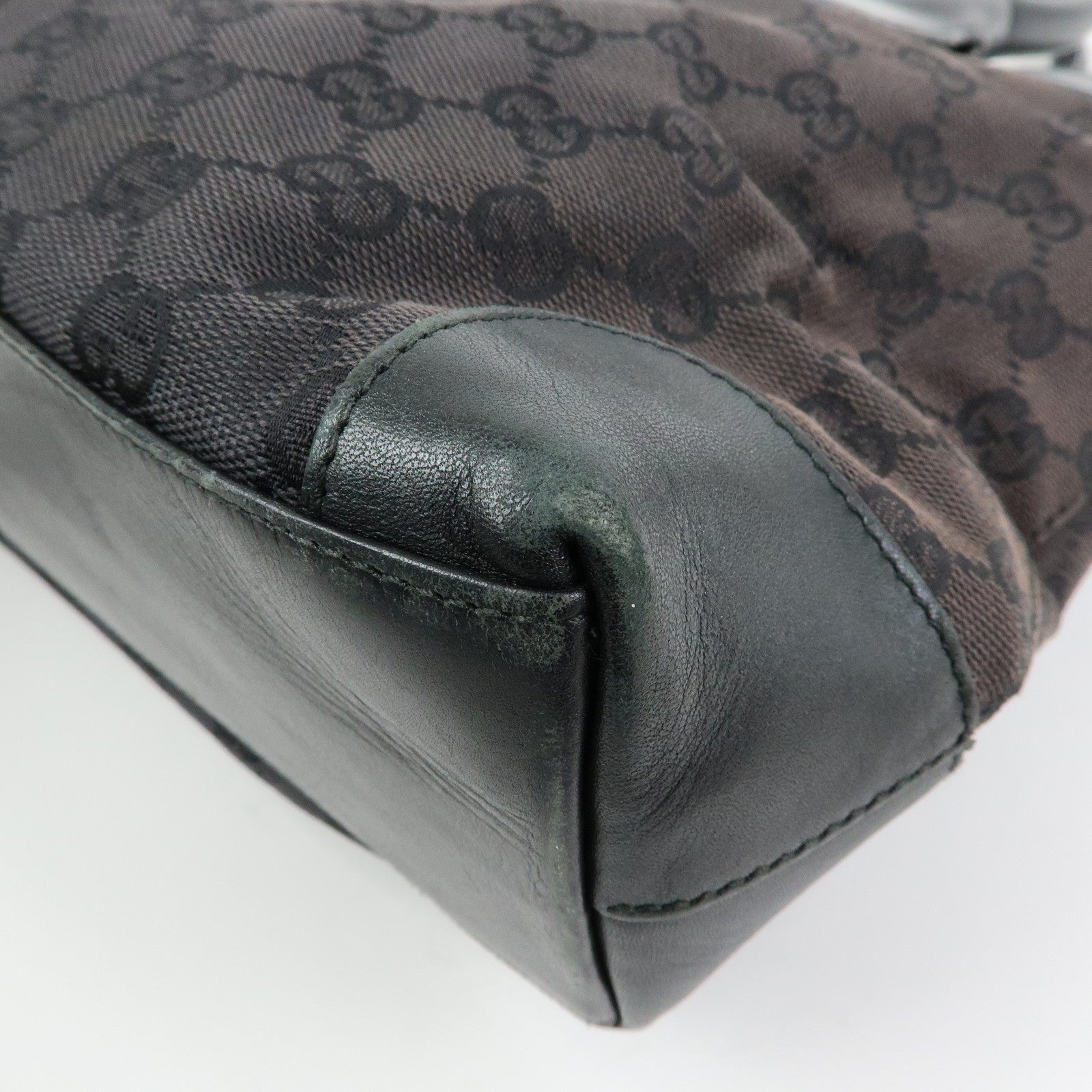 GUCCI GG Canvas Leather Tote Bag Hand Bag Black 002・1119・1705