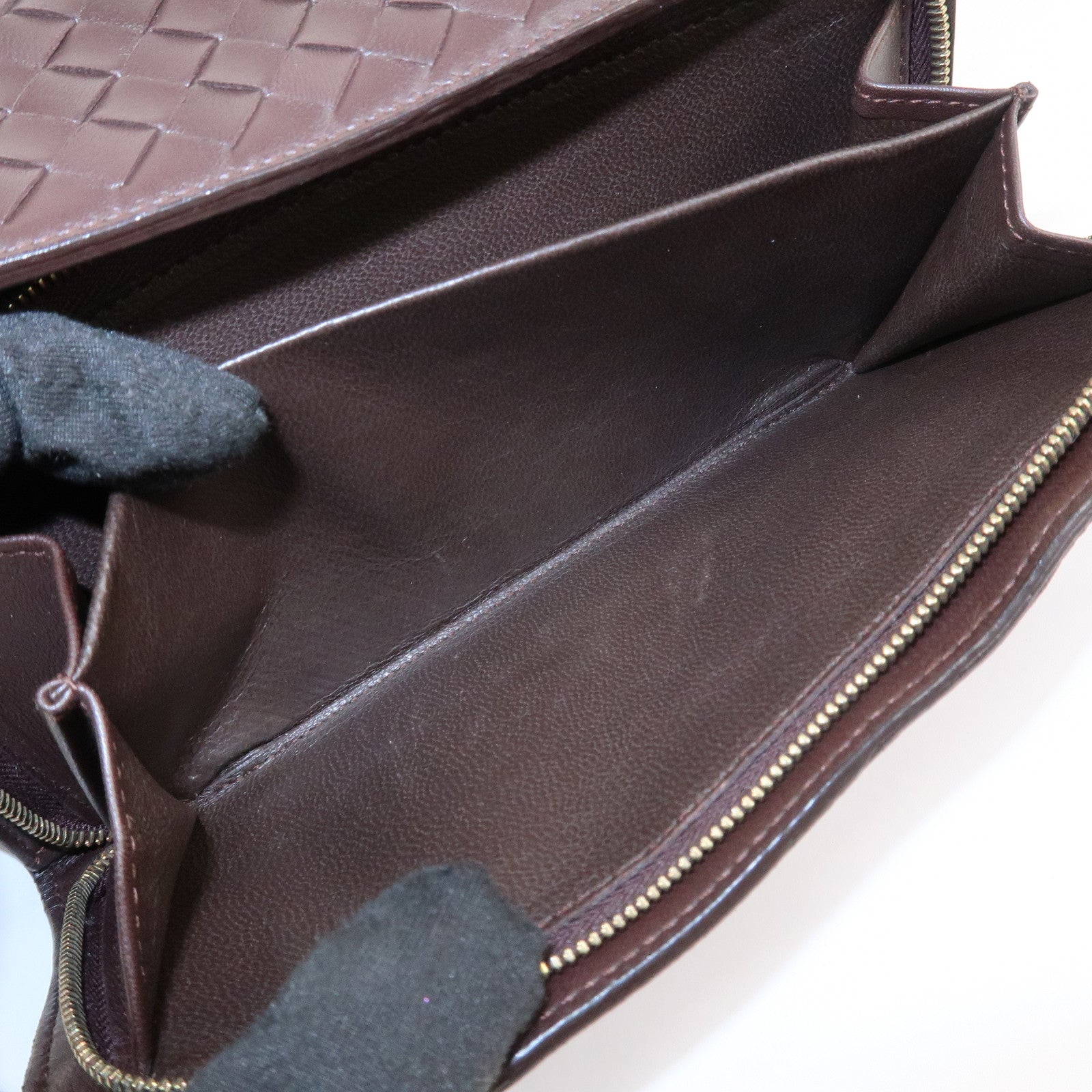 BOTTEGA VENETA Intrecciato Leather Long Wallet Brown Used