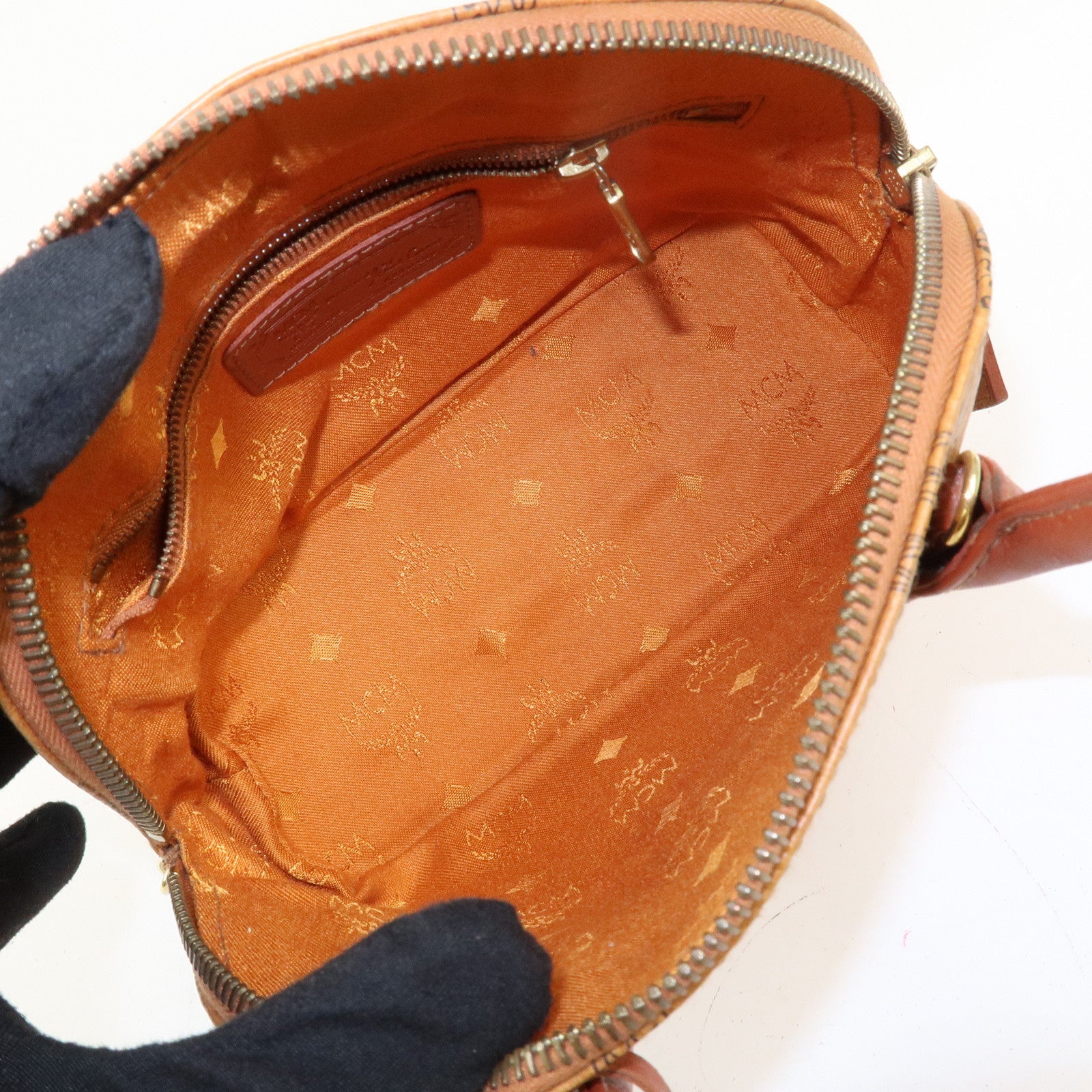 MCM Visetos Logo Leather 2WAY Bag Hand Bag Shoulder Bag Brown