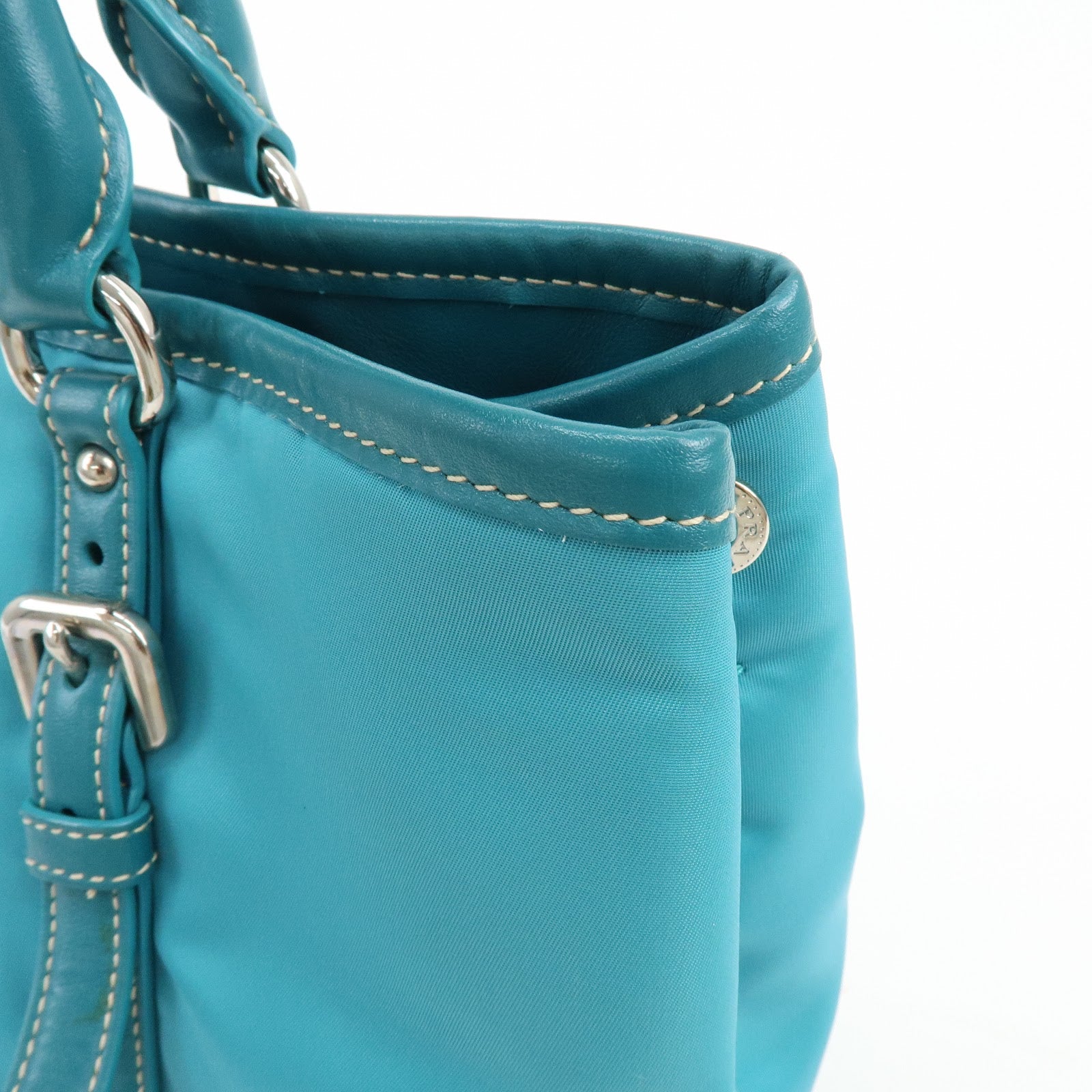 Prada Nylon Leather 2Way Bag Hand Bag Shoulder Bag Blue