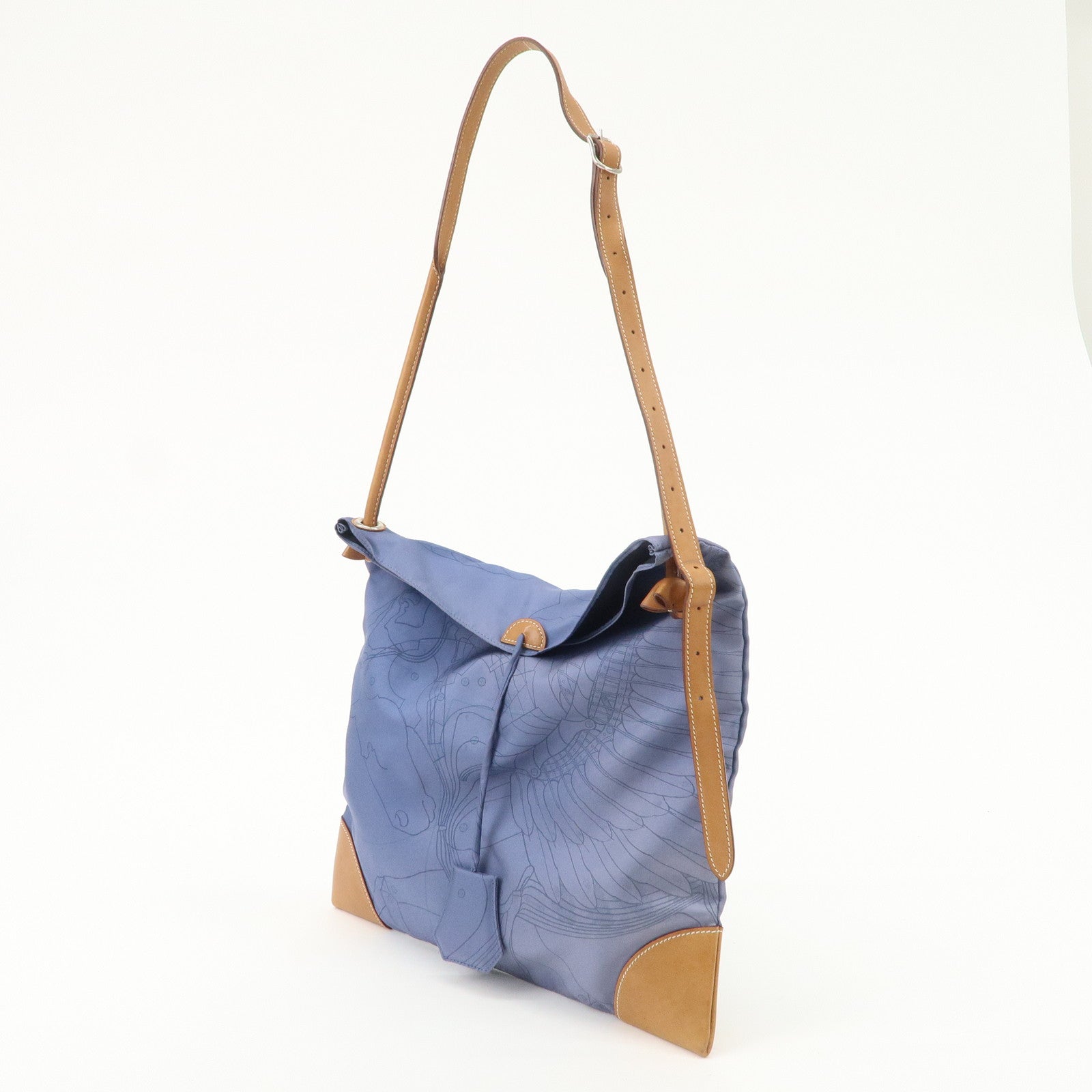 HERMS Silky City PM Silk Leather Shoulder Bag Crossbody Bag