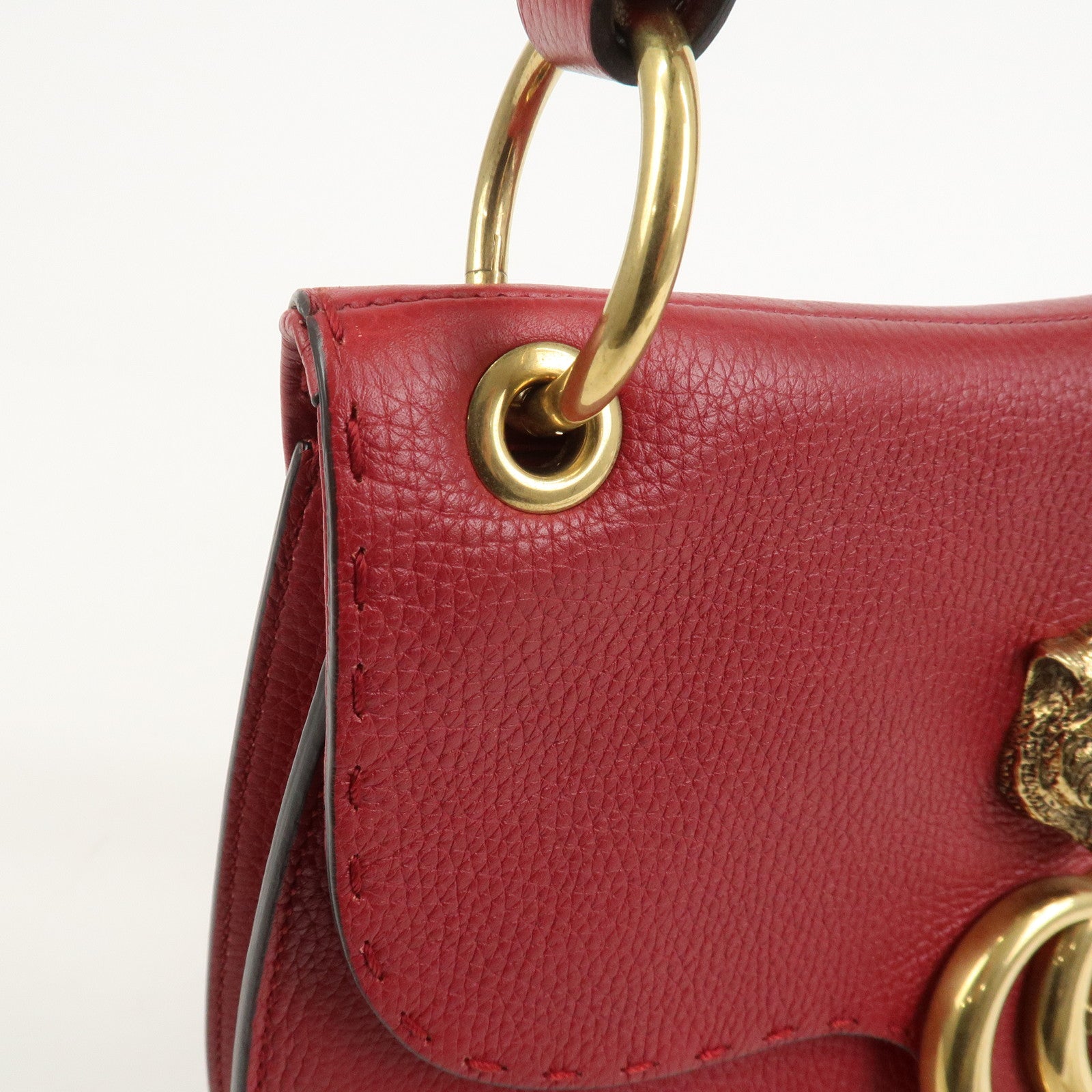 GUCCI GG Marmont Tiger Head Leather Shoulder Bag Red 409154