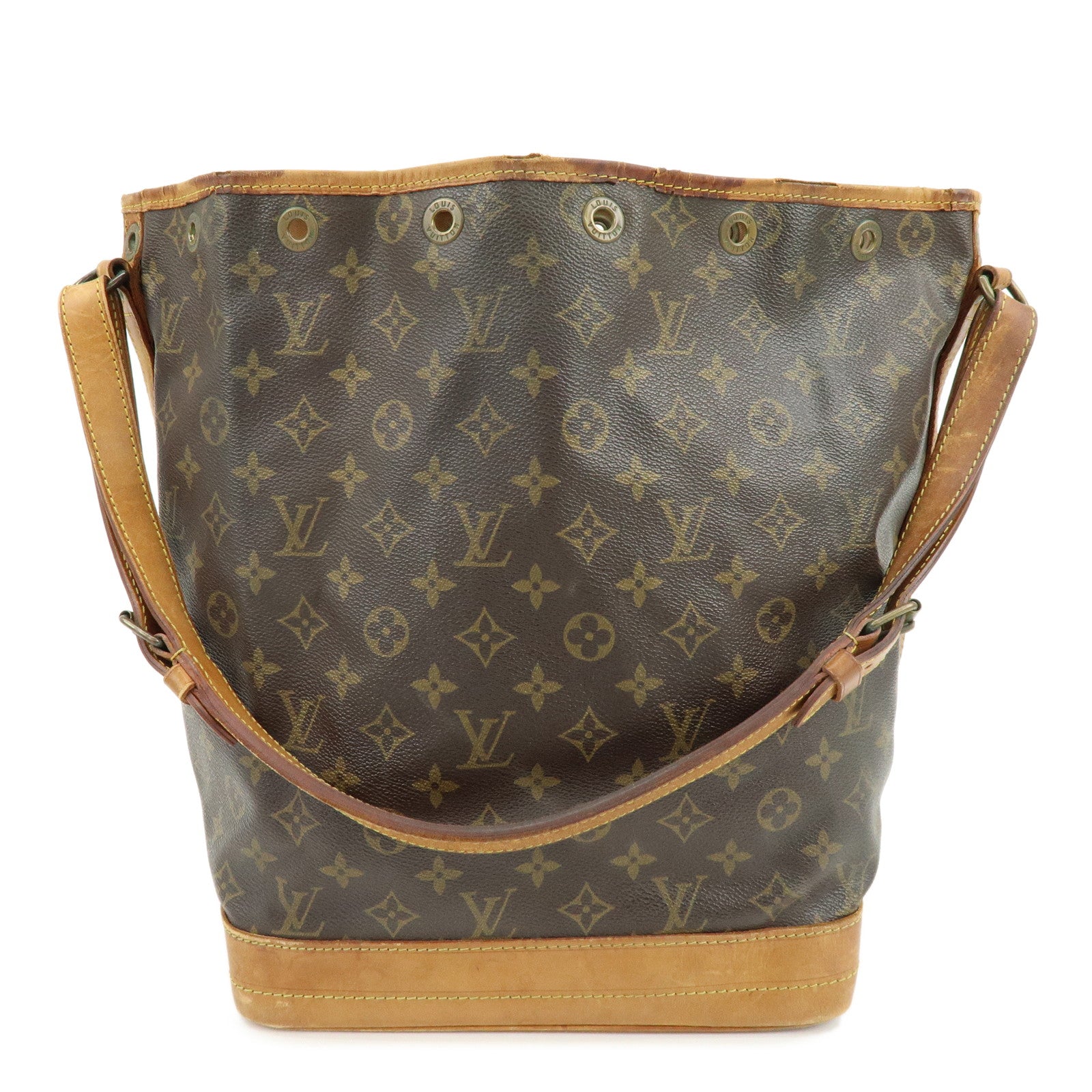Louis Vuitton Monogram Noe Canvas Leather Shoulder Bag Brown M42224