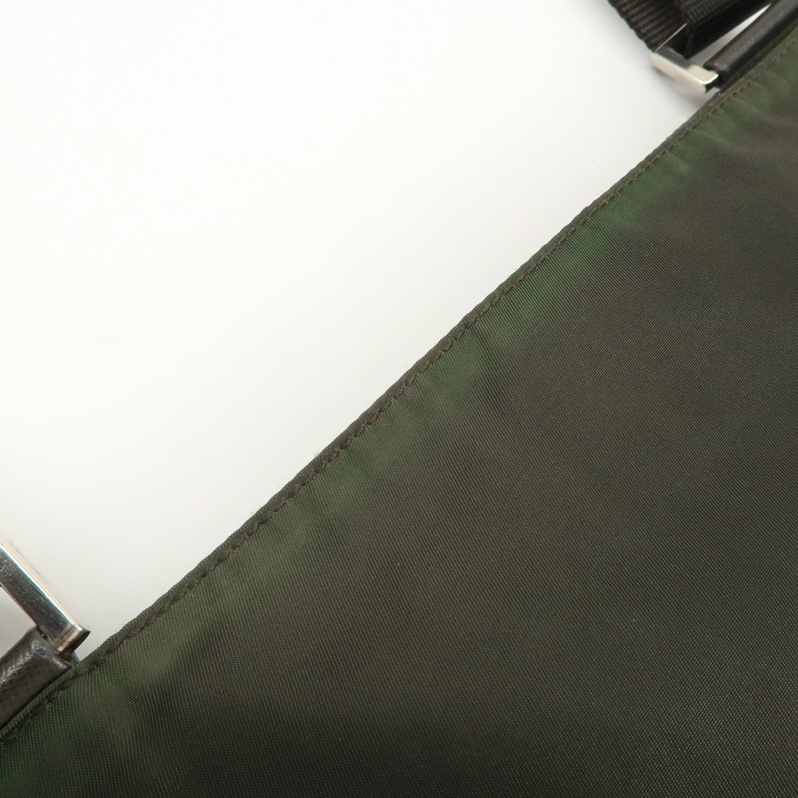 PRADA Triangle Logo Nylon Shoulder Bag Crossbody Bag Khaki VA0053