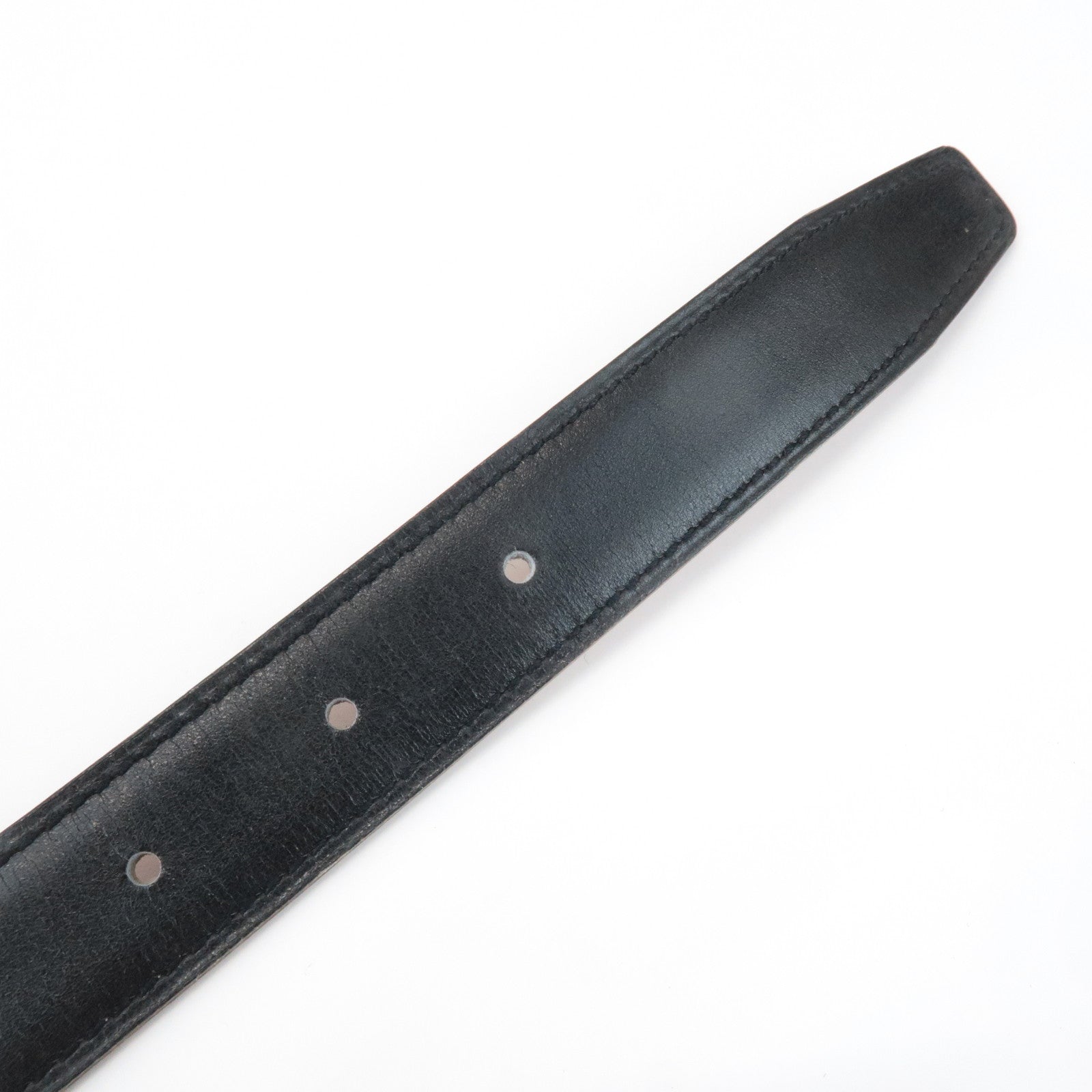 HERMES Cushvel Leather H Buckle Constance Belt H Stamped Black Gold Used