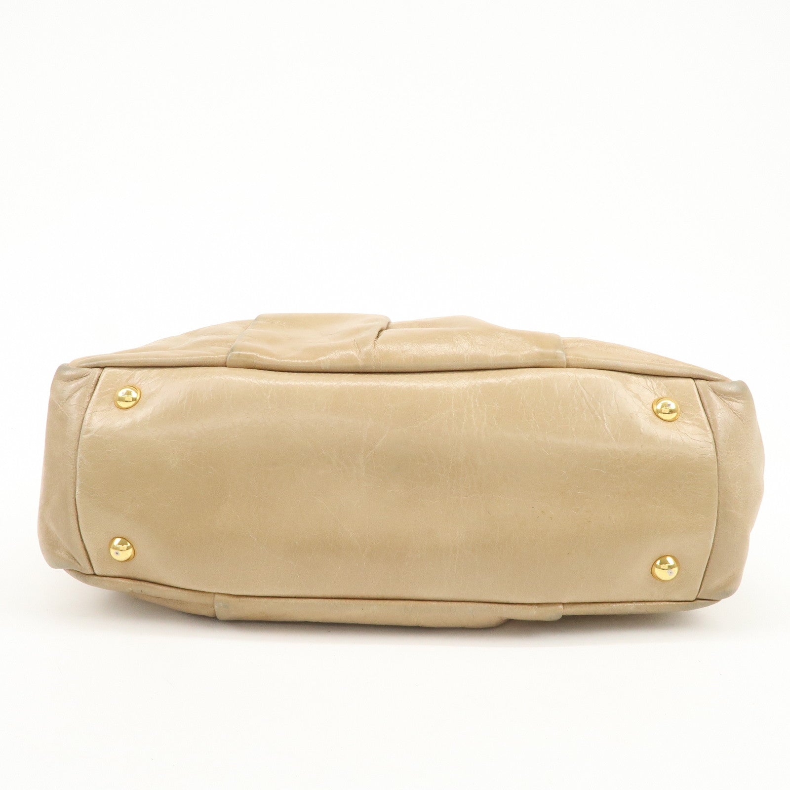MIU MIU Logo Leather 2Way Bag Hand Bag Light Brown RL0048