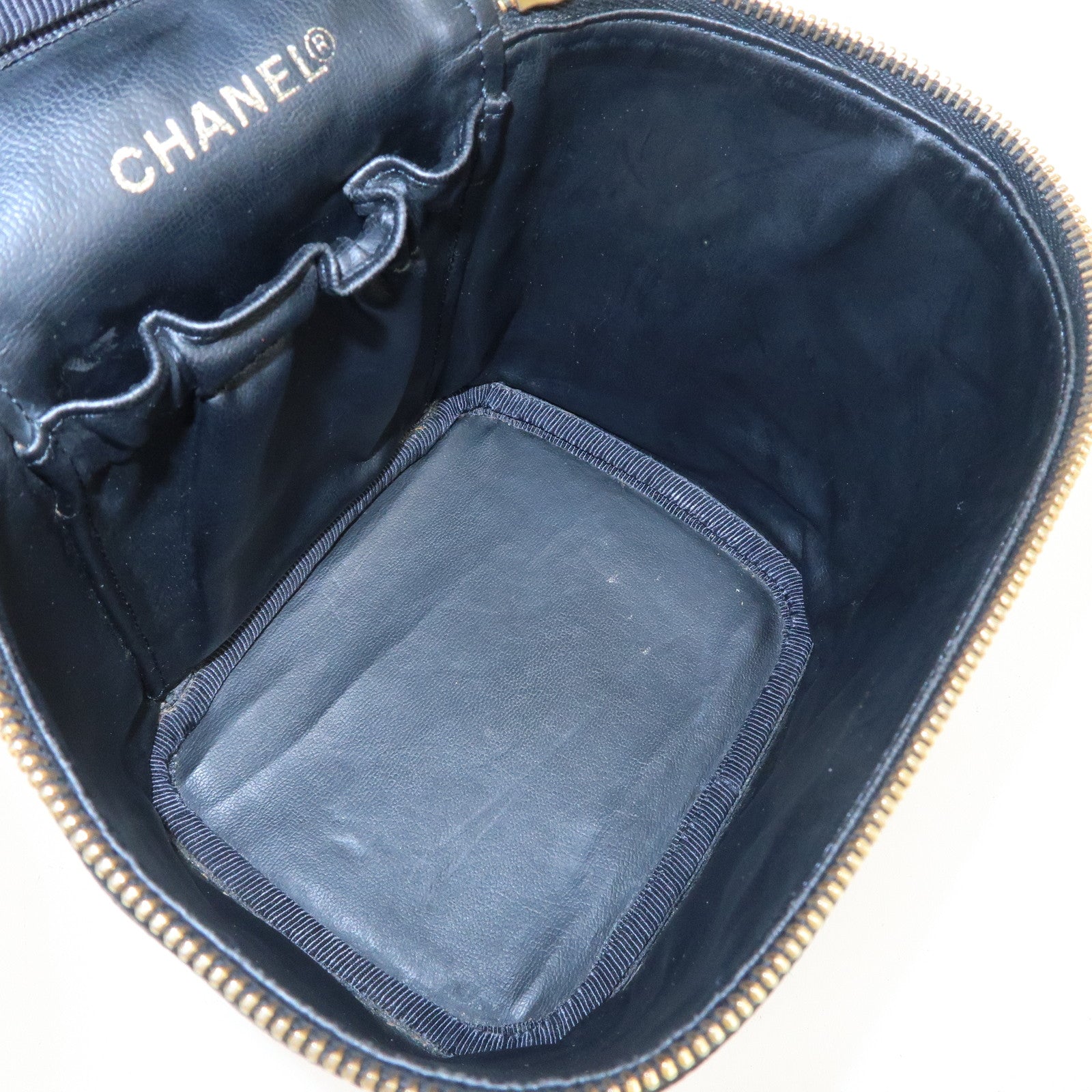 CHANEL COCO Mark Caviarskin Vanity Bag Hand Bag Black A01998
