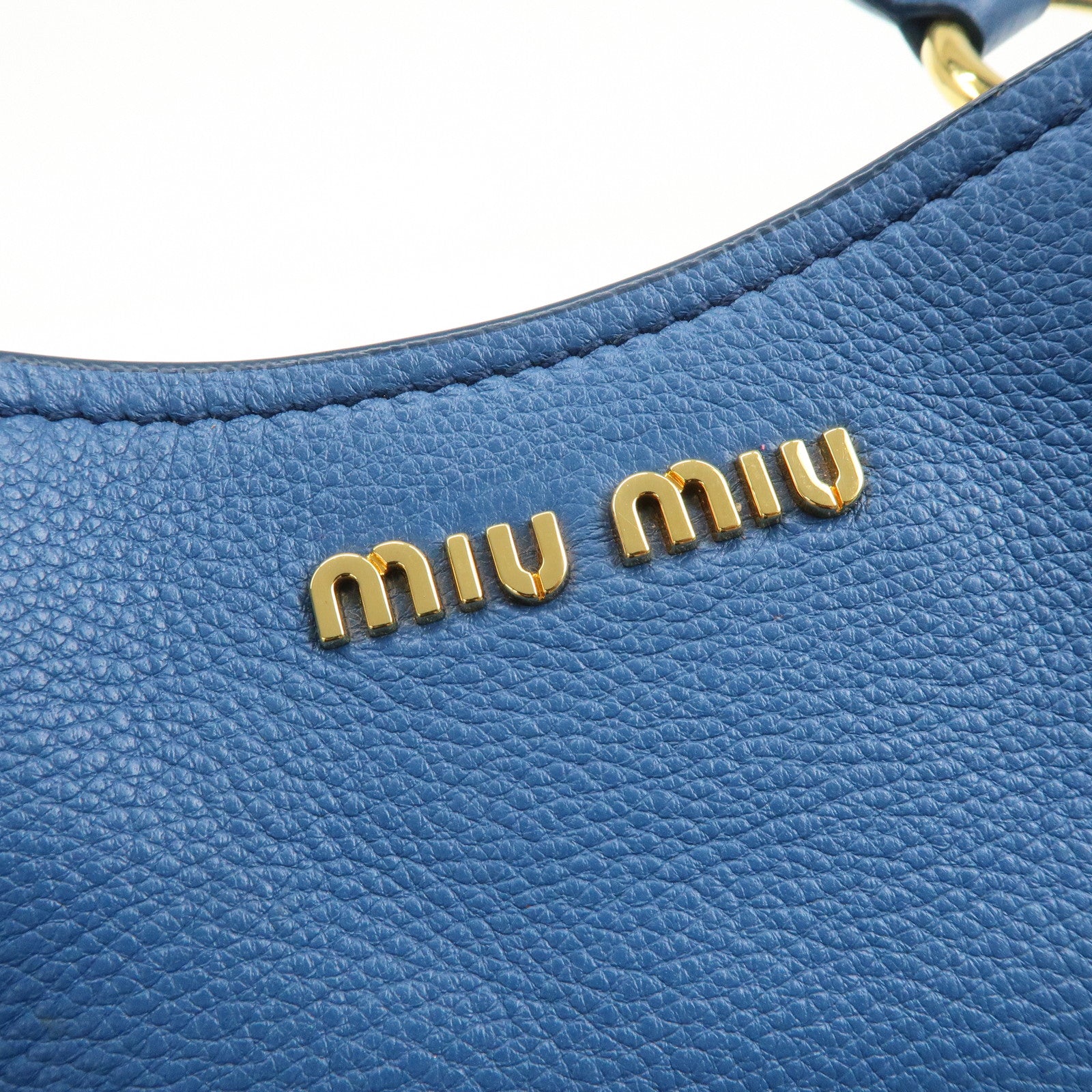 MIU MIU Madras Leather 2Way Shoulder Bag Hand Bag Blue RN0886