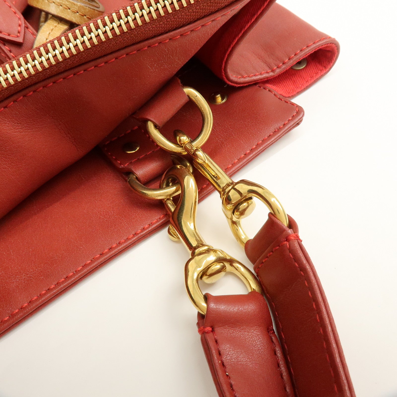 Chloe Eden Leather Shoulder Bag Hand Bag Tote Bag Red