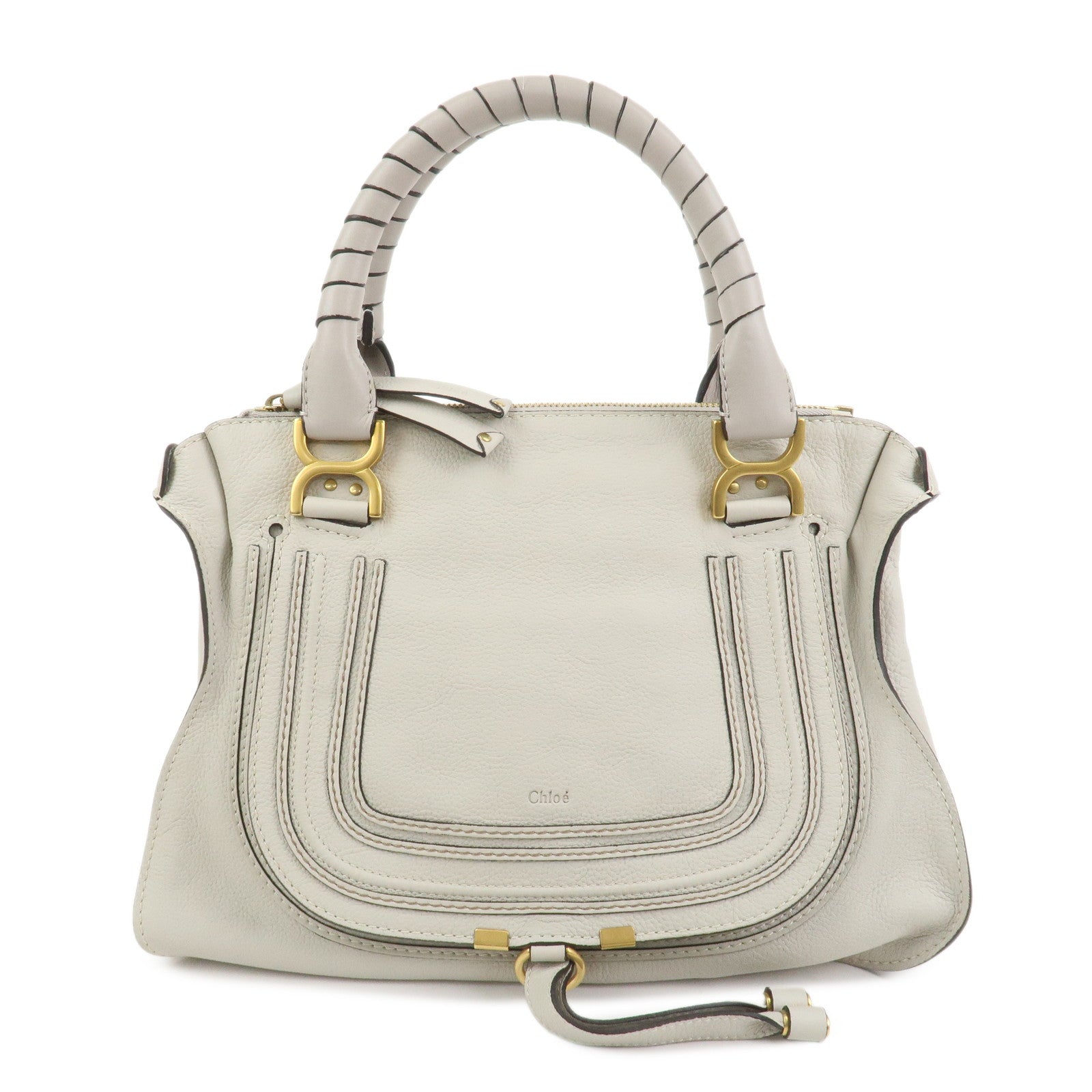 Chloe Marcie Leather Hand Bag Shoulder Bag Gray