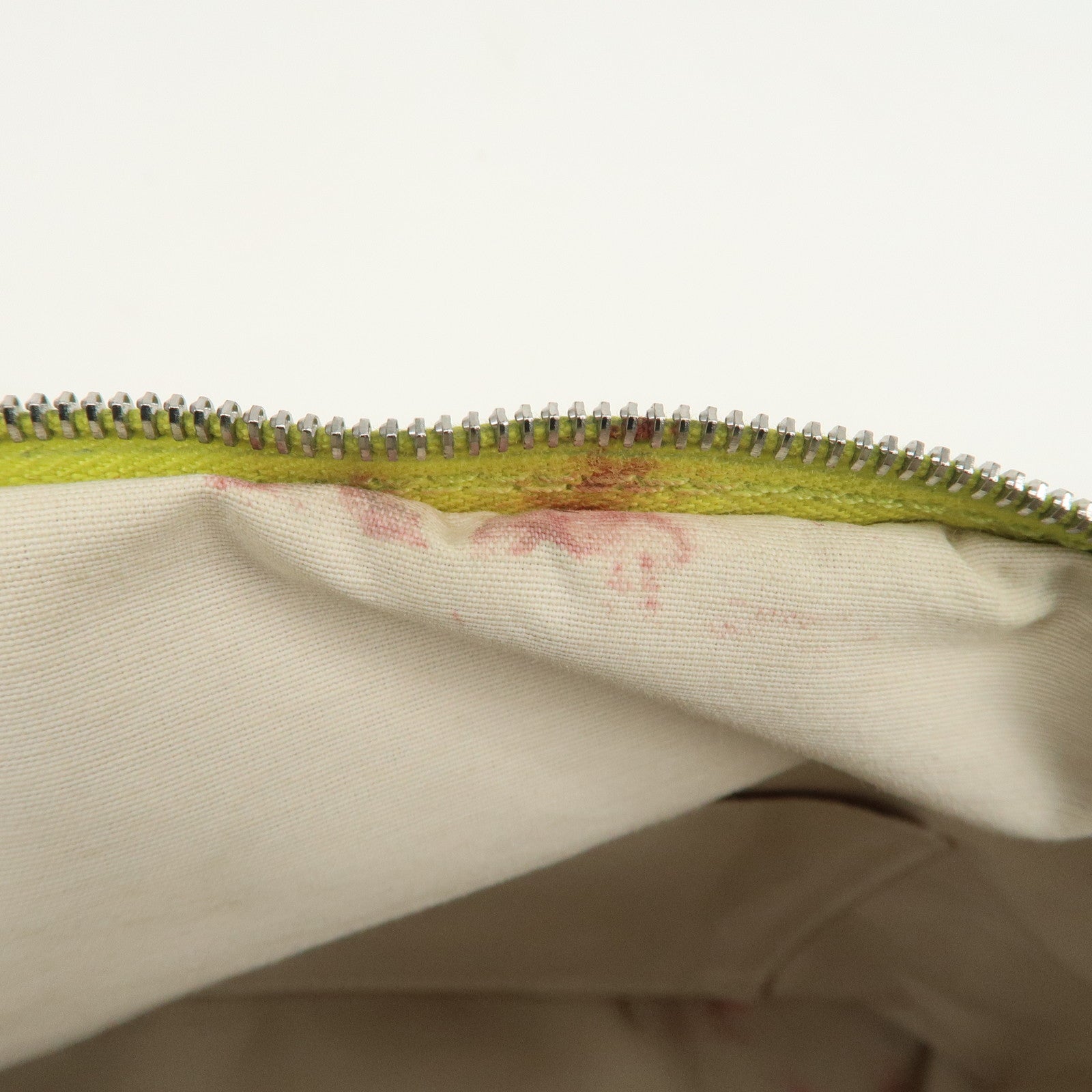 HERMES Bolide Pouch MM Canvas Leather Cosmetic Pouch Light Green