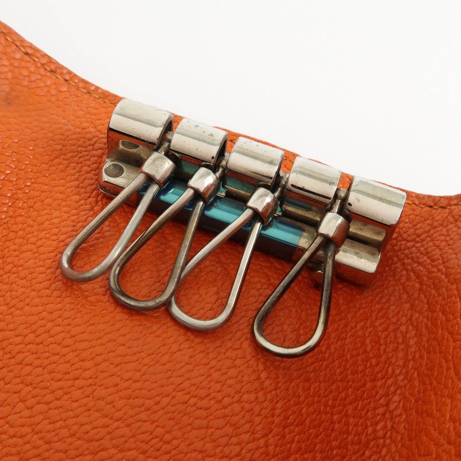 HERMES Sellier Togo Leather 4 Key Case Key Holder □F Stamped Orange