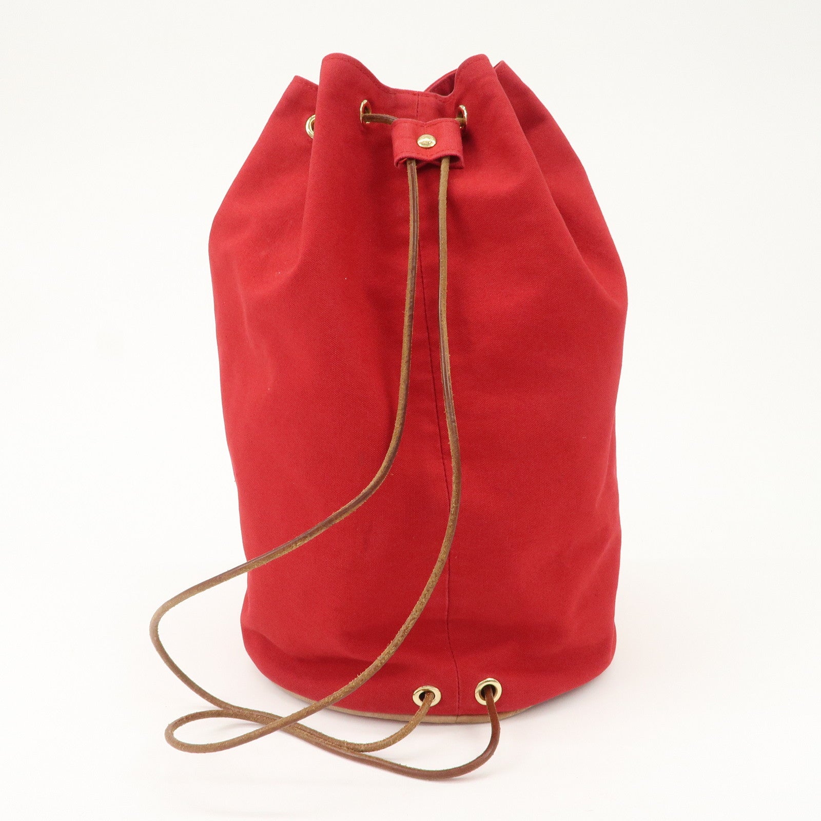 HERMES Porochon Mimil Canvas Leather PM Shoulder Bag Red