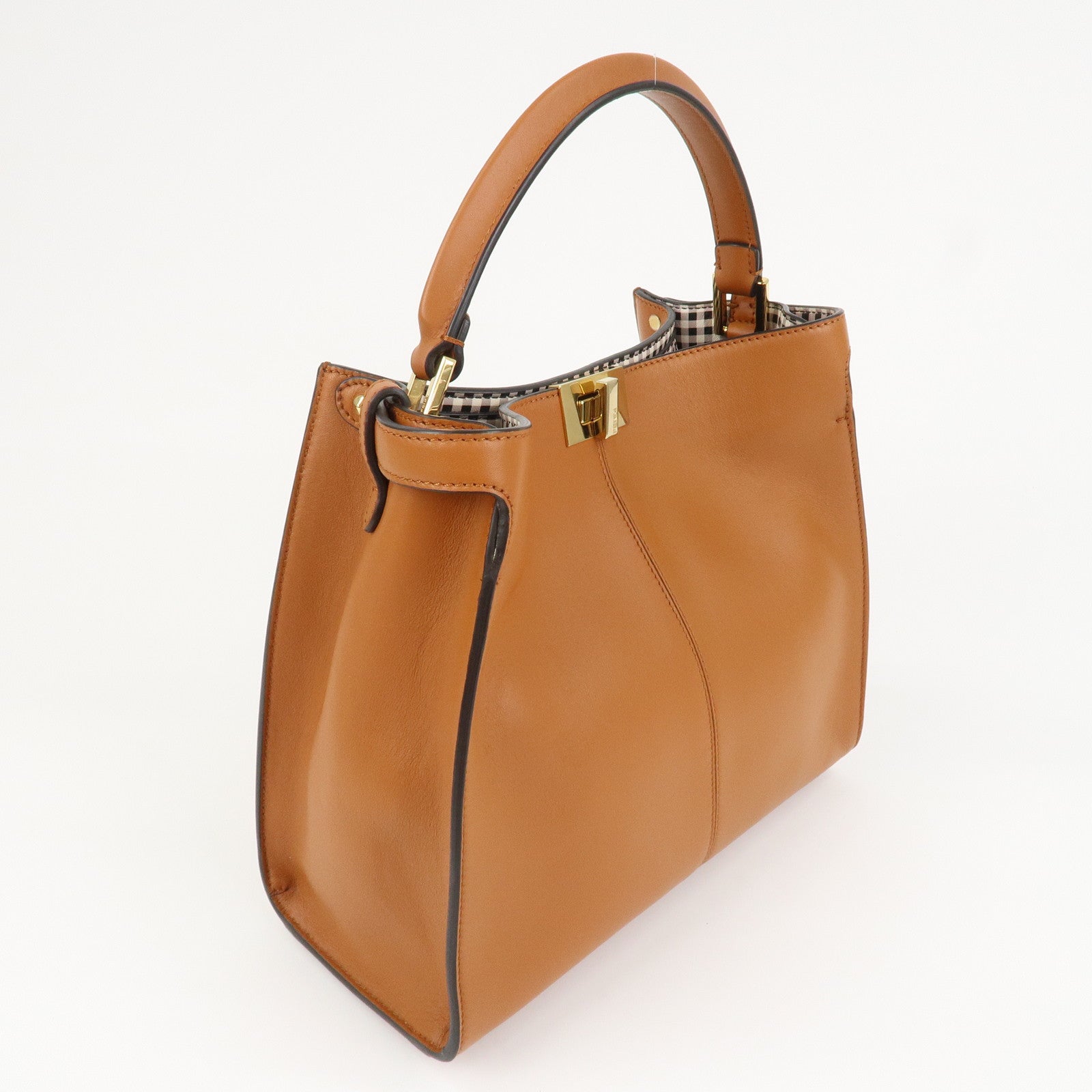 FENDI Peekaboo X Lite Leather 2Way Bag Shoulder Bag Brown 8BN310