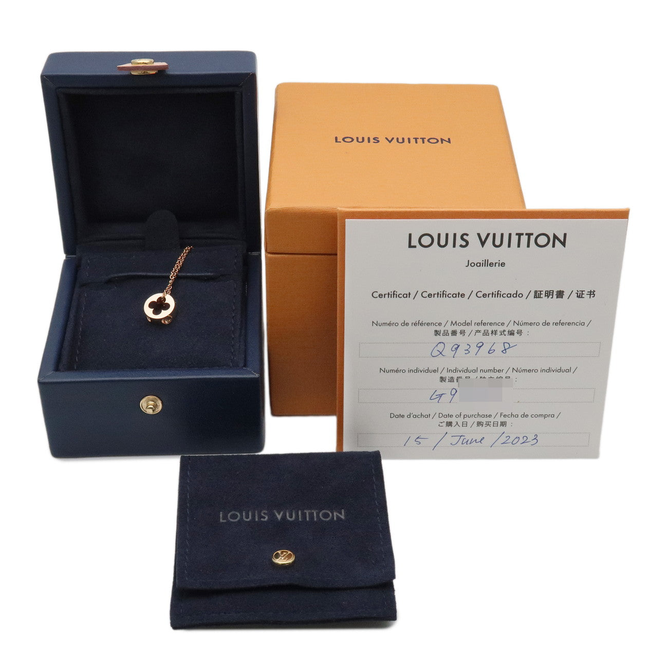 Louis Vuitton Pendantif Empreinte Necklace 750PG Rose Gold Q93968
