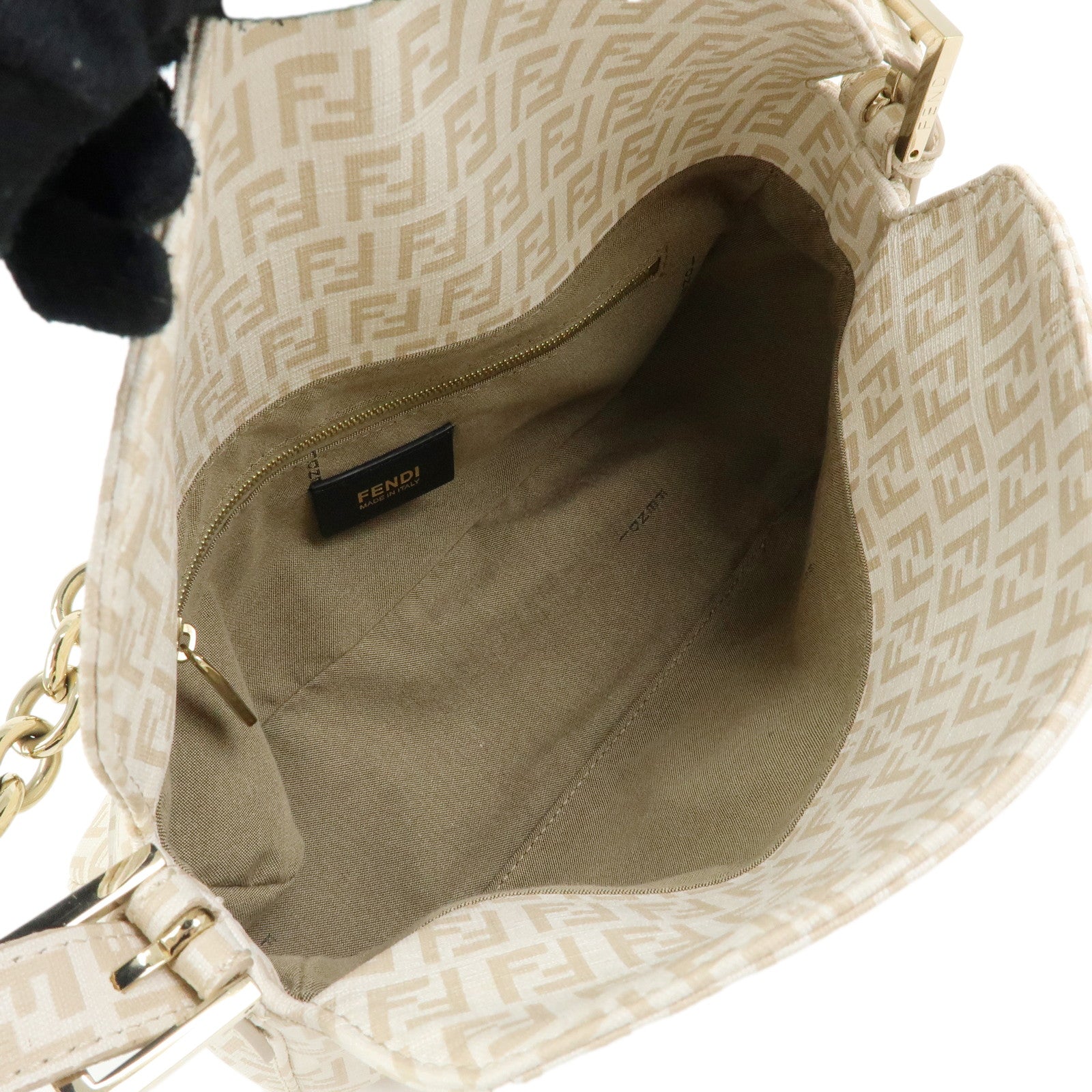 FENDI Zucchino PVC Shoulder Bag Hand Bag Beige 8BR003