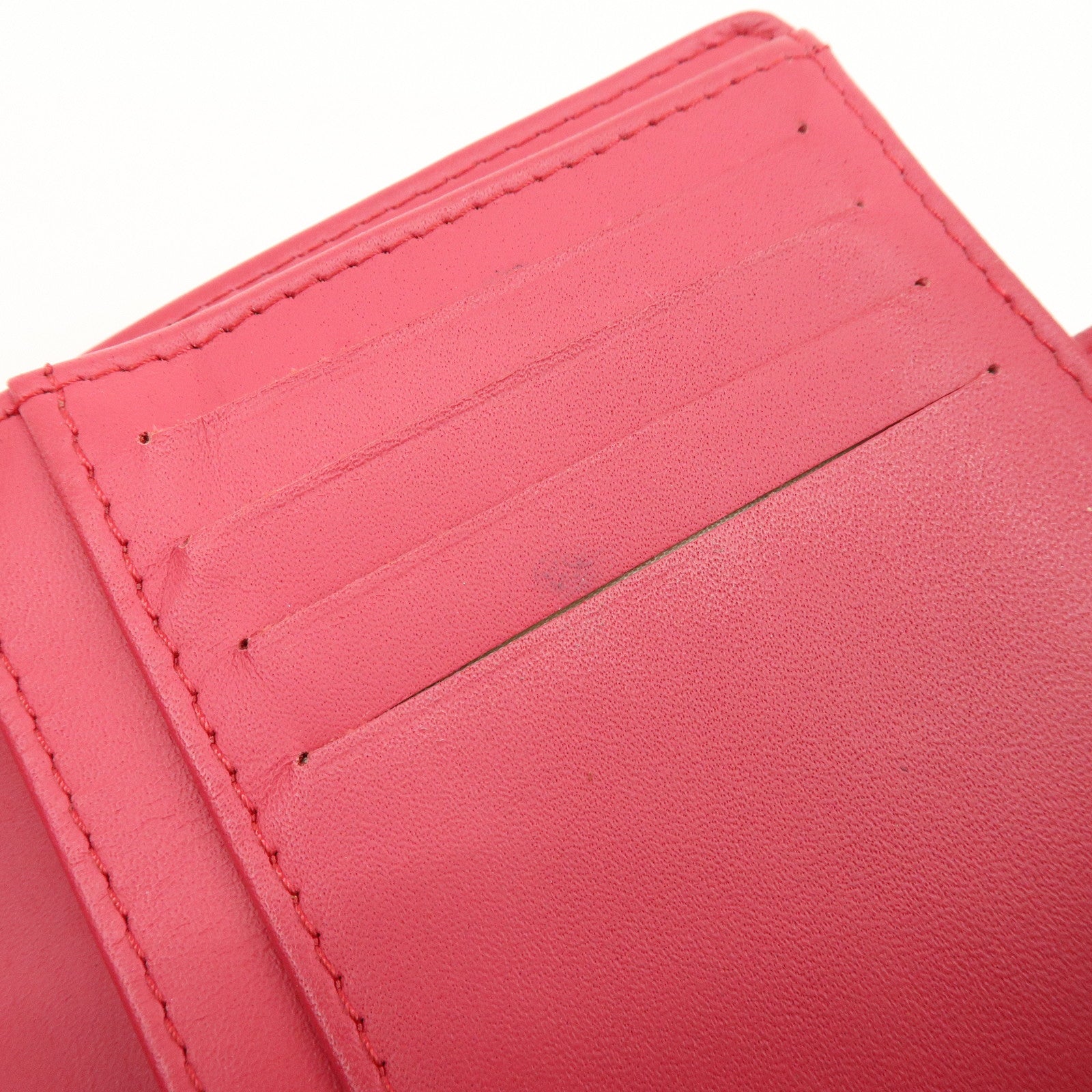 CHANEL COCO Mark Bicolore Patent Leather Compact Wallet Red