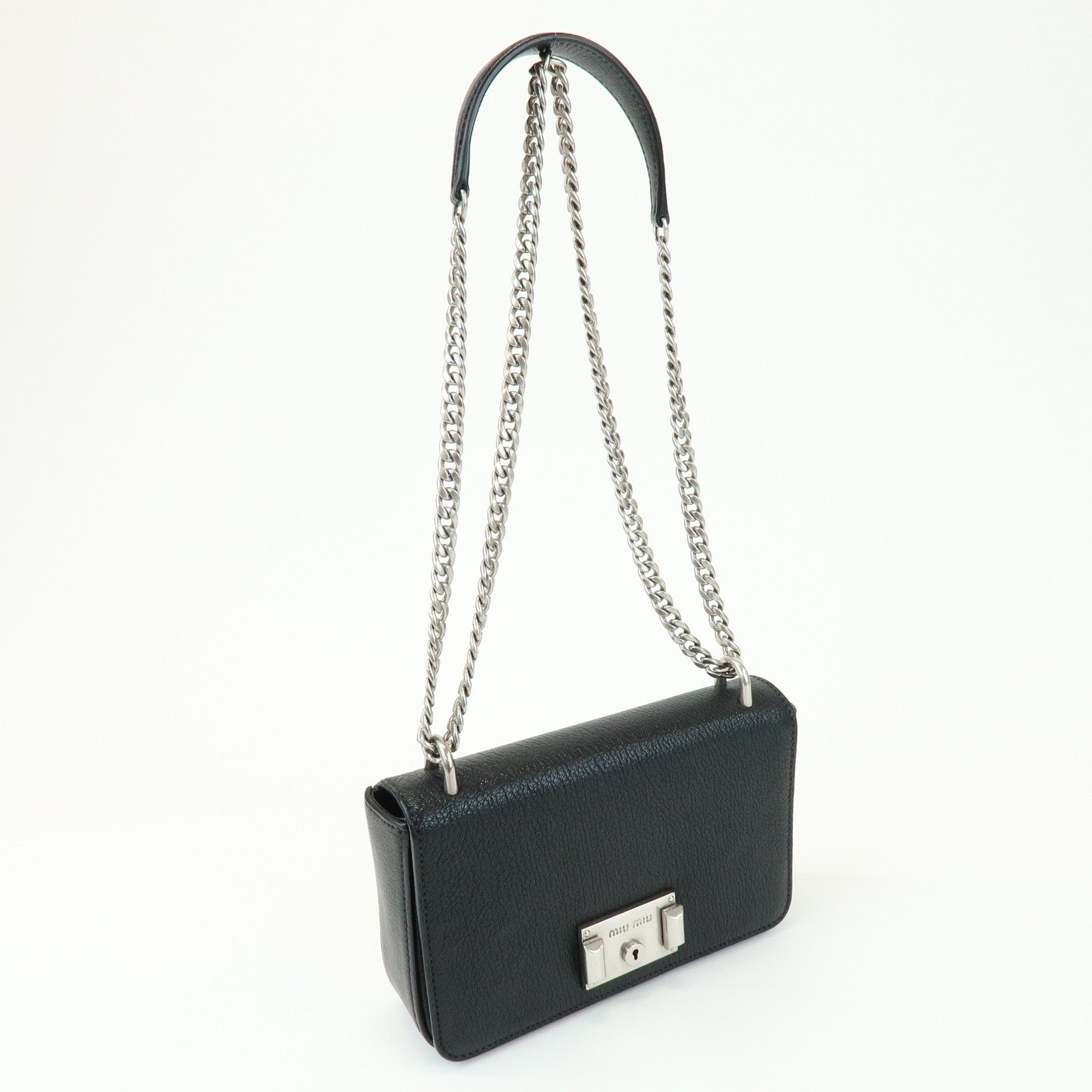 MIU MIU Chain Shoulder Bag Crossbody Bag Black 5BD153