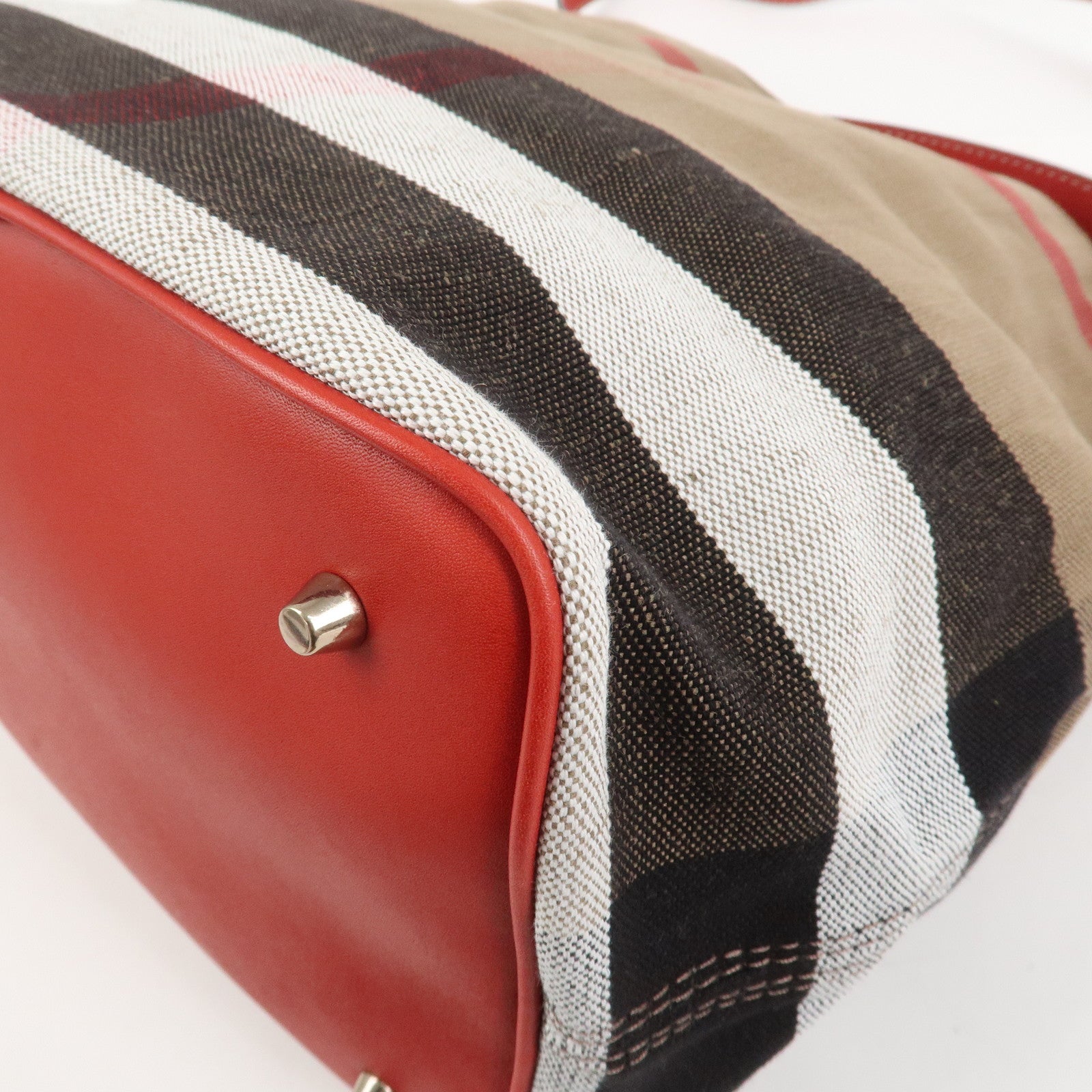 Burberry Ashby Canvas Leather 2Way Bag Shoulder Bag Brown Red