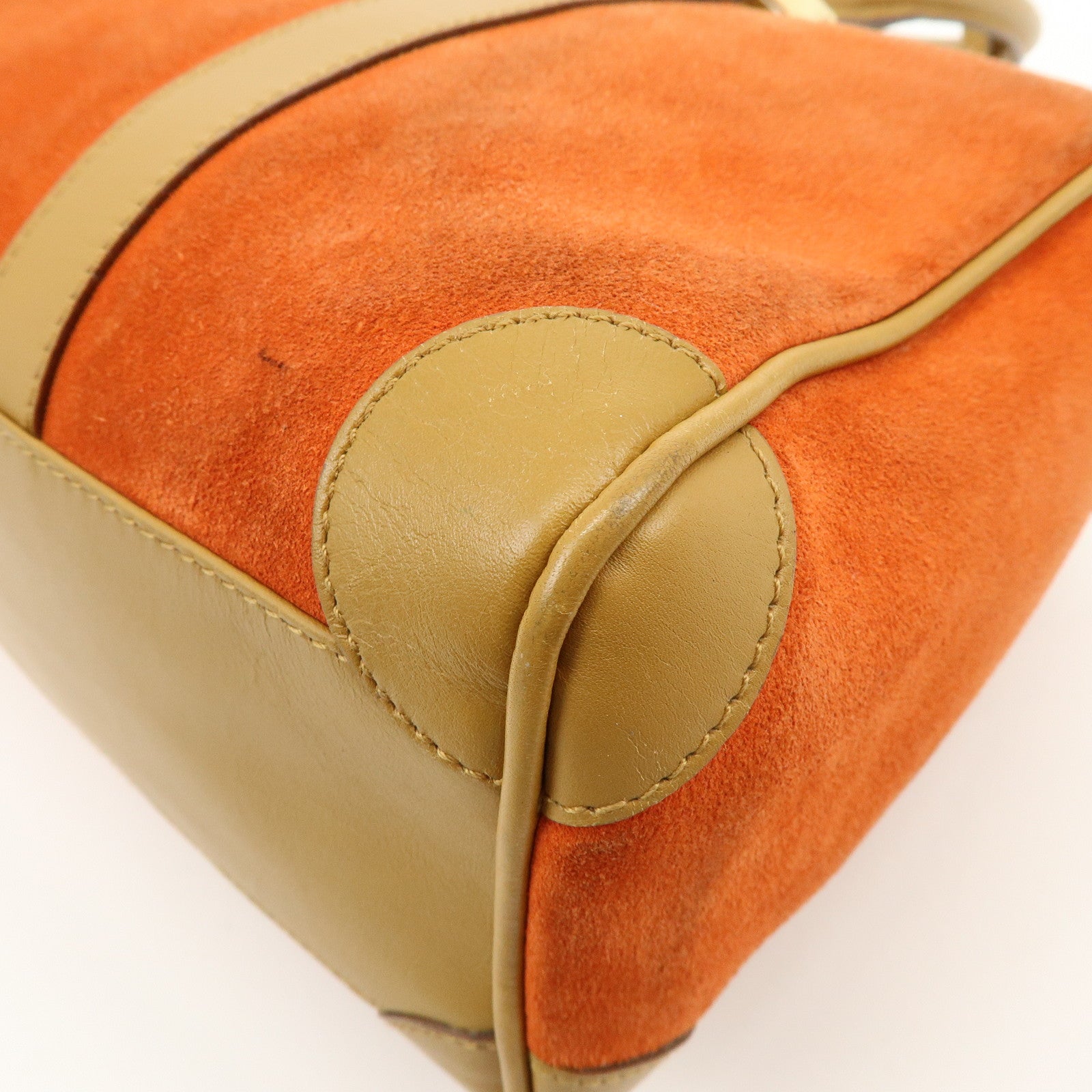 GUCCI Logo Suede Leather Hand Bag Orange Brown 000.0851
