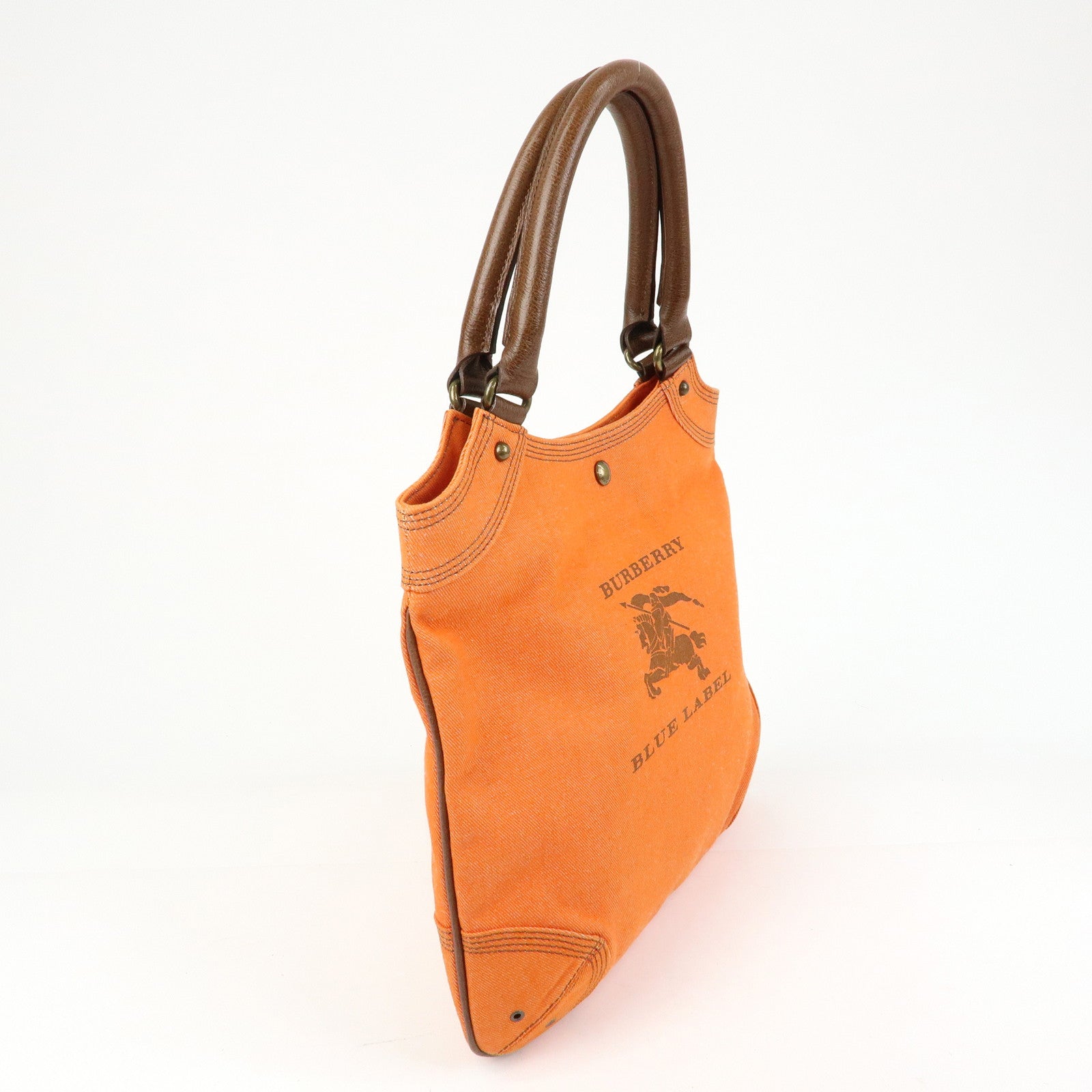BURBERRY Blue Label Canvas Leather Tote Bag Shoulder Bag Orange