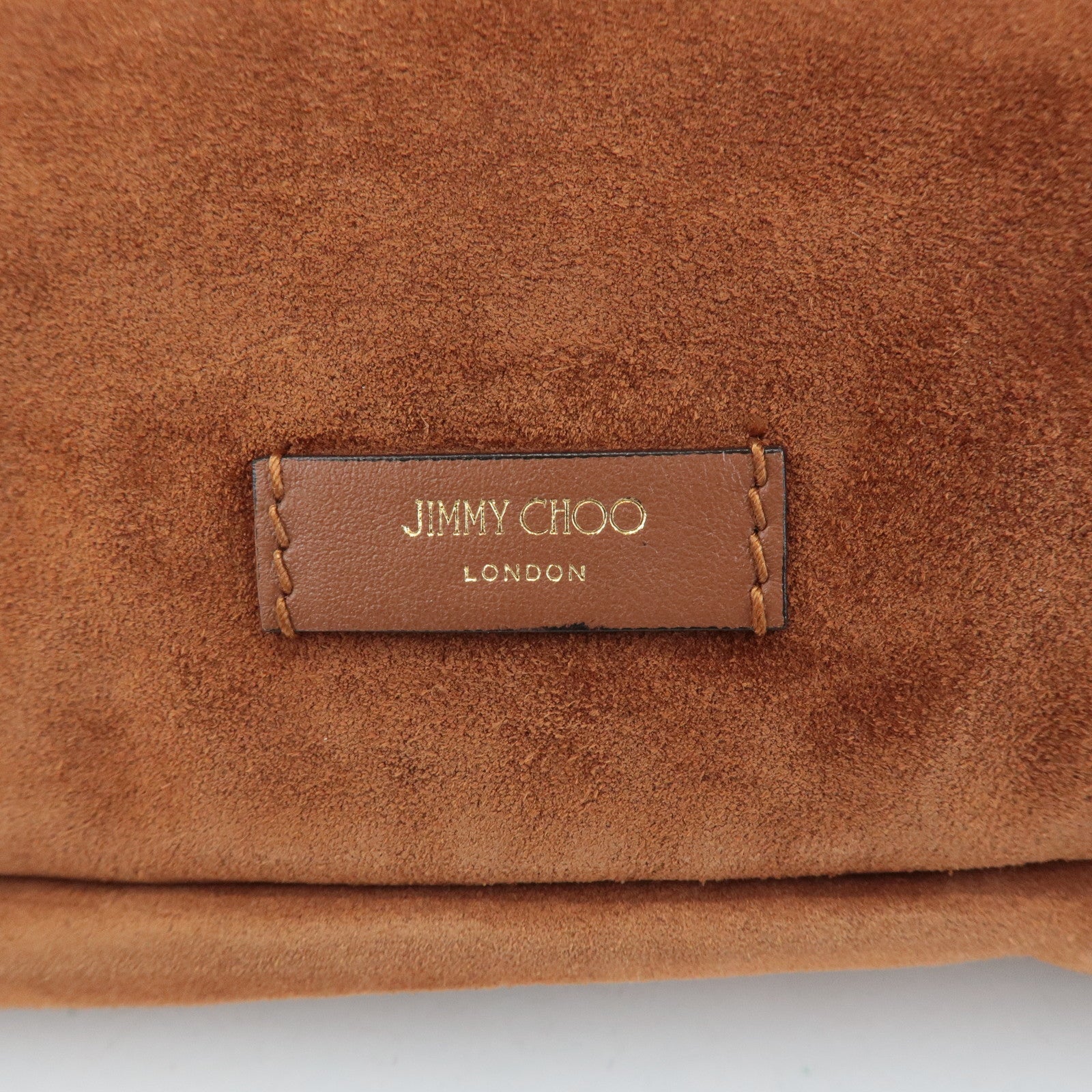 JIMMY CHOO Logo Suede Leather Shoulder Bag Hand Bag Brown Used