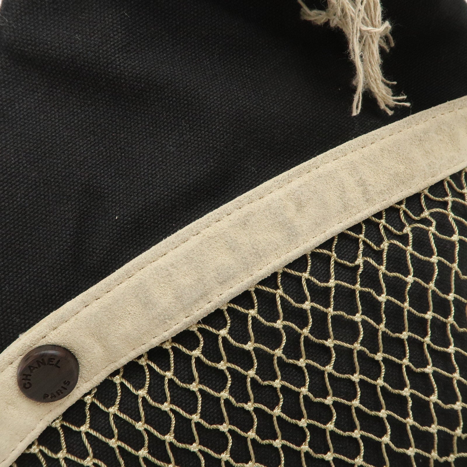 CHANEL COCO Mark Canvas Patent Leather Hand Bag Black Yellow