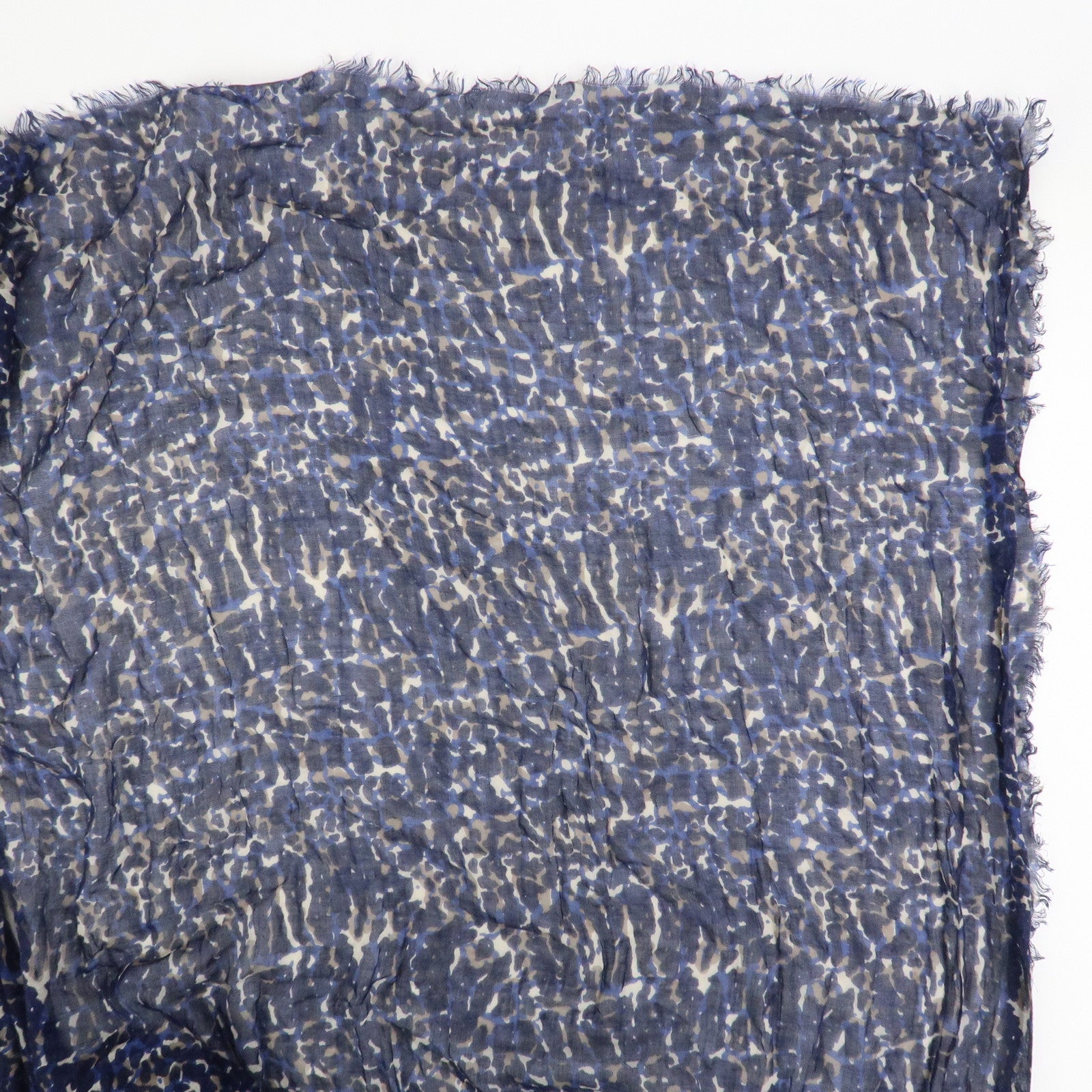 Louis Vuitton Etole Lizard Cashmere Silk Scarf Shawl Blue M74962