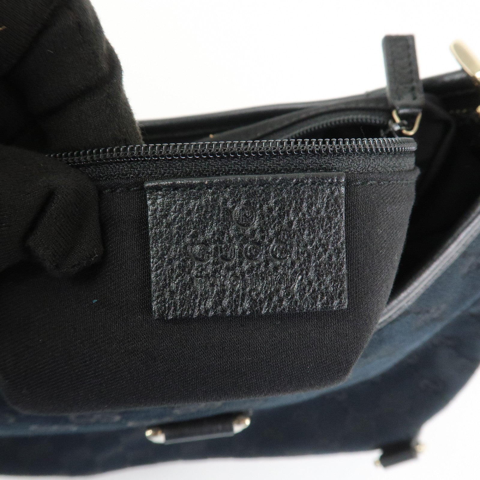 GUCCI Abbey GG Canvas Leather Shoulder Bag Black 130738