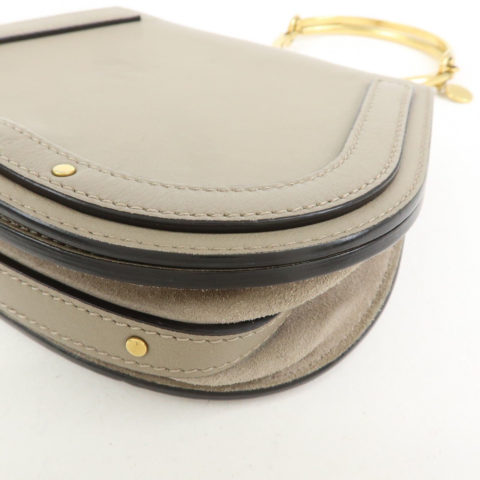 Chloe Nile Leather 2Way Bag Shoulder Bag Hand Bag Greige