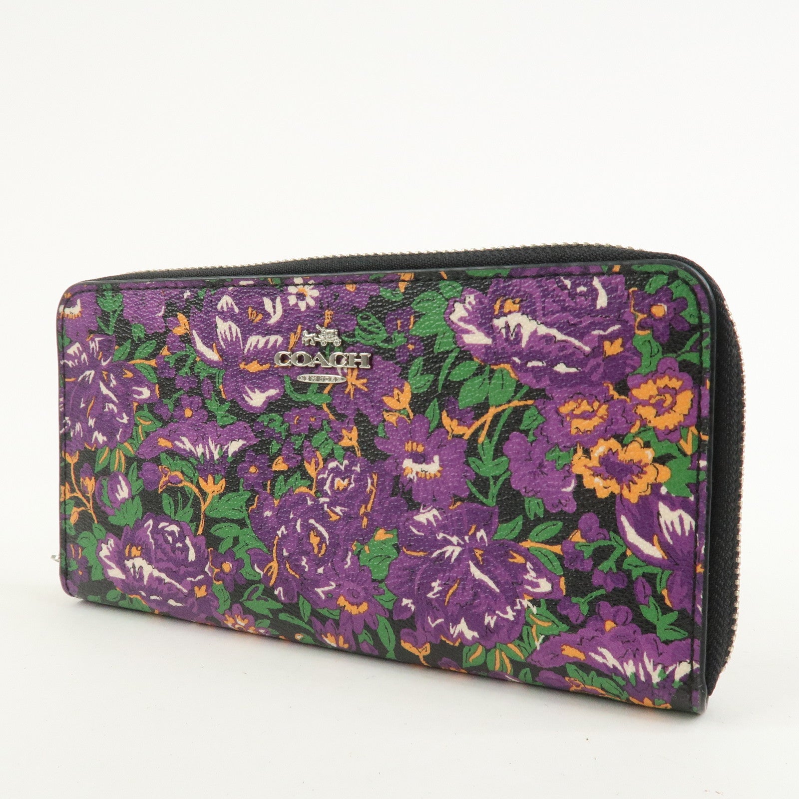 COACH Set of 3 Leather Canvas Long Wallets Black Multicolor