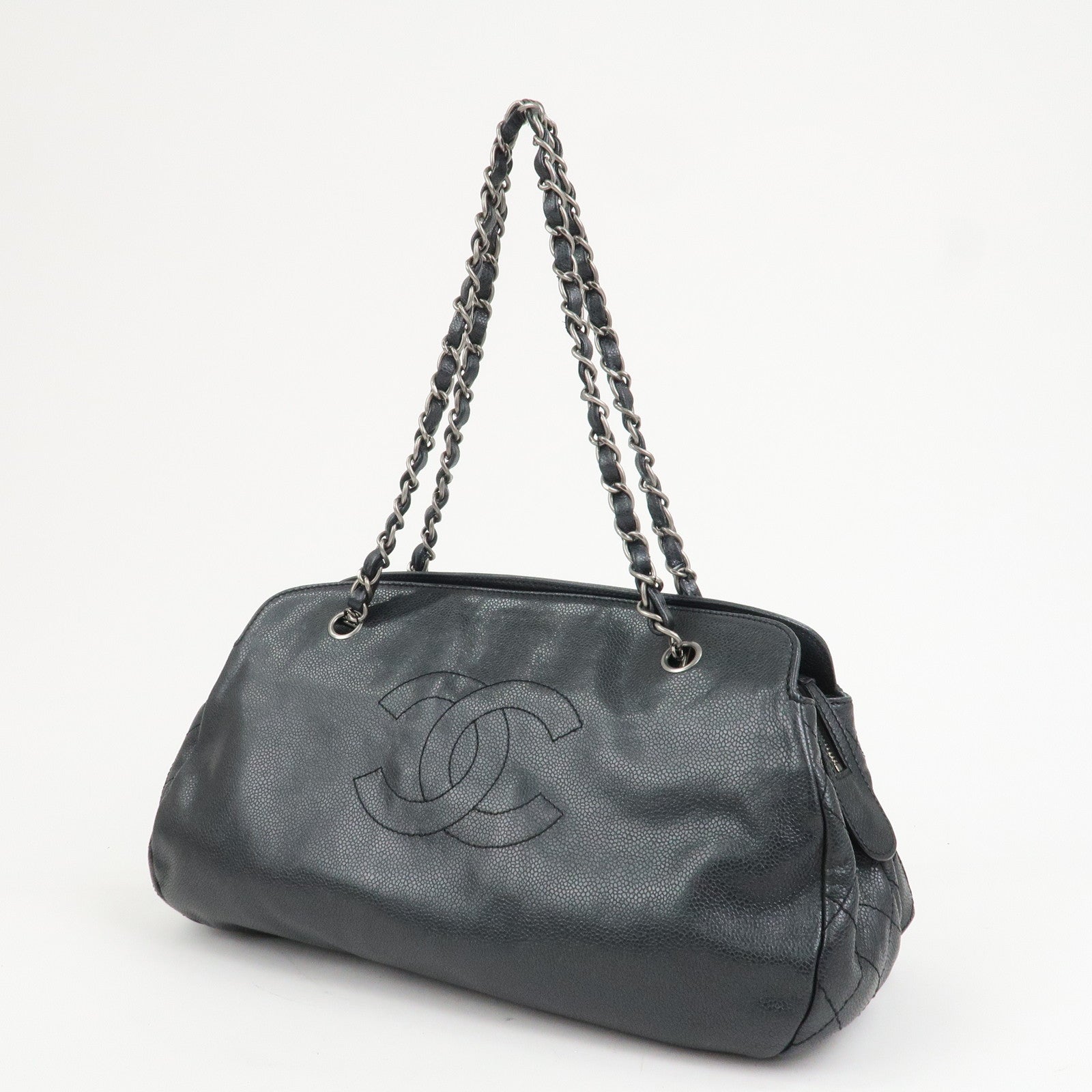 CHANEL COCO Mark Caviarskin Chain Shoulder Bag Black