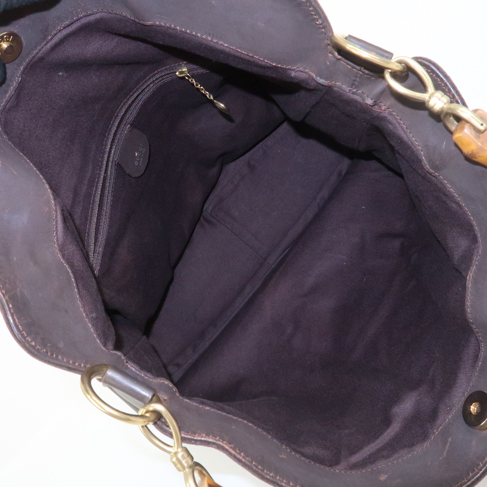 GUCCI Bamboo Suede 2WAY Bag Shoulder Bag Dark Brown 001.3754.1657