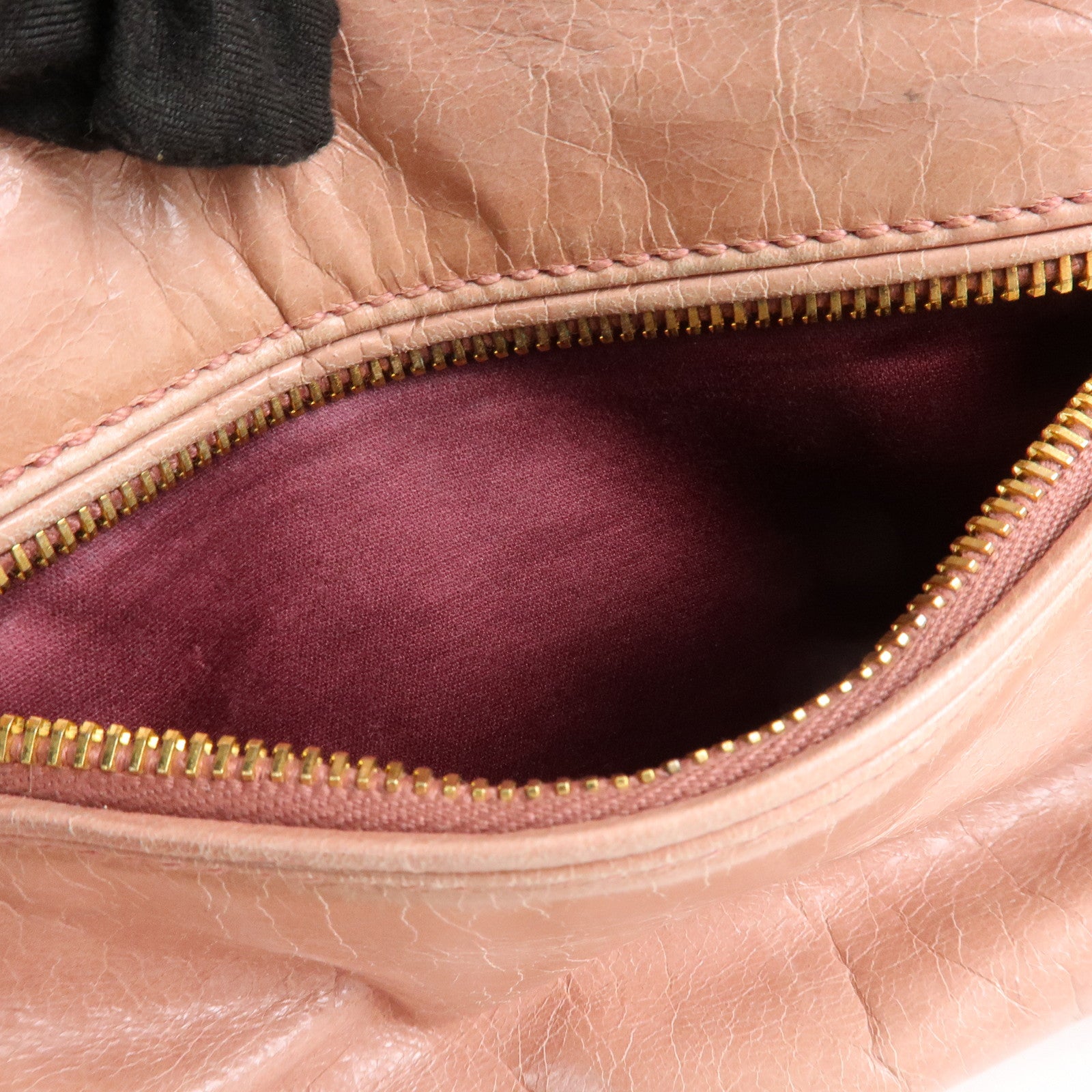 MIU MIU Leather 2Way Bag Shoulder Bag Hand Bag Pink Used