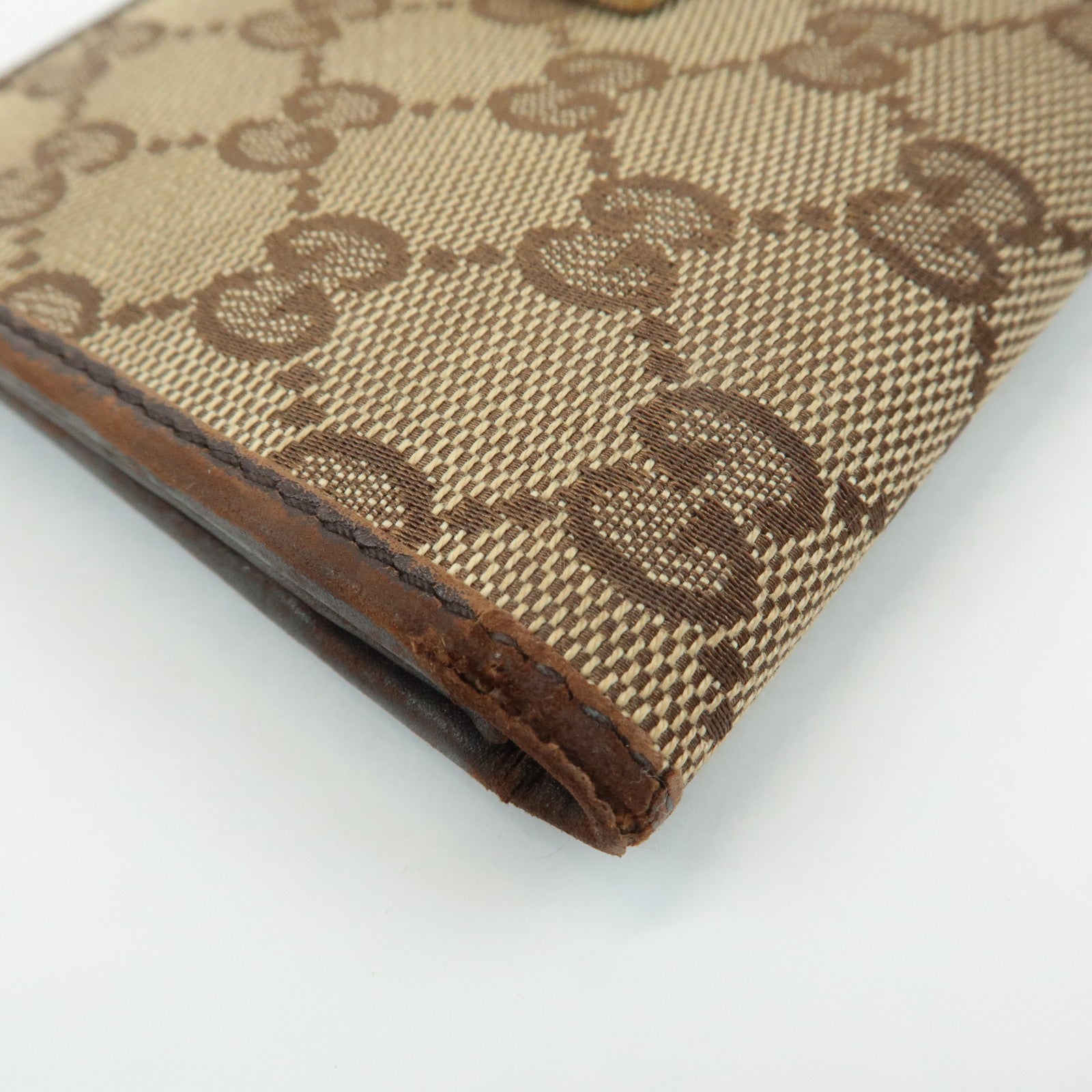 GUCCI Sherry Set of 2 GG Canvas Leather Wallet Brown Black 181672 Used