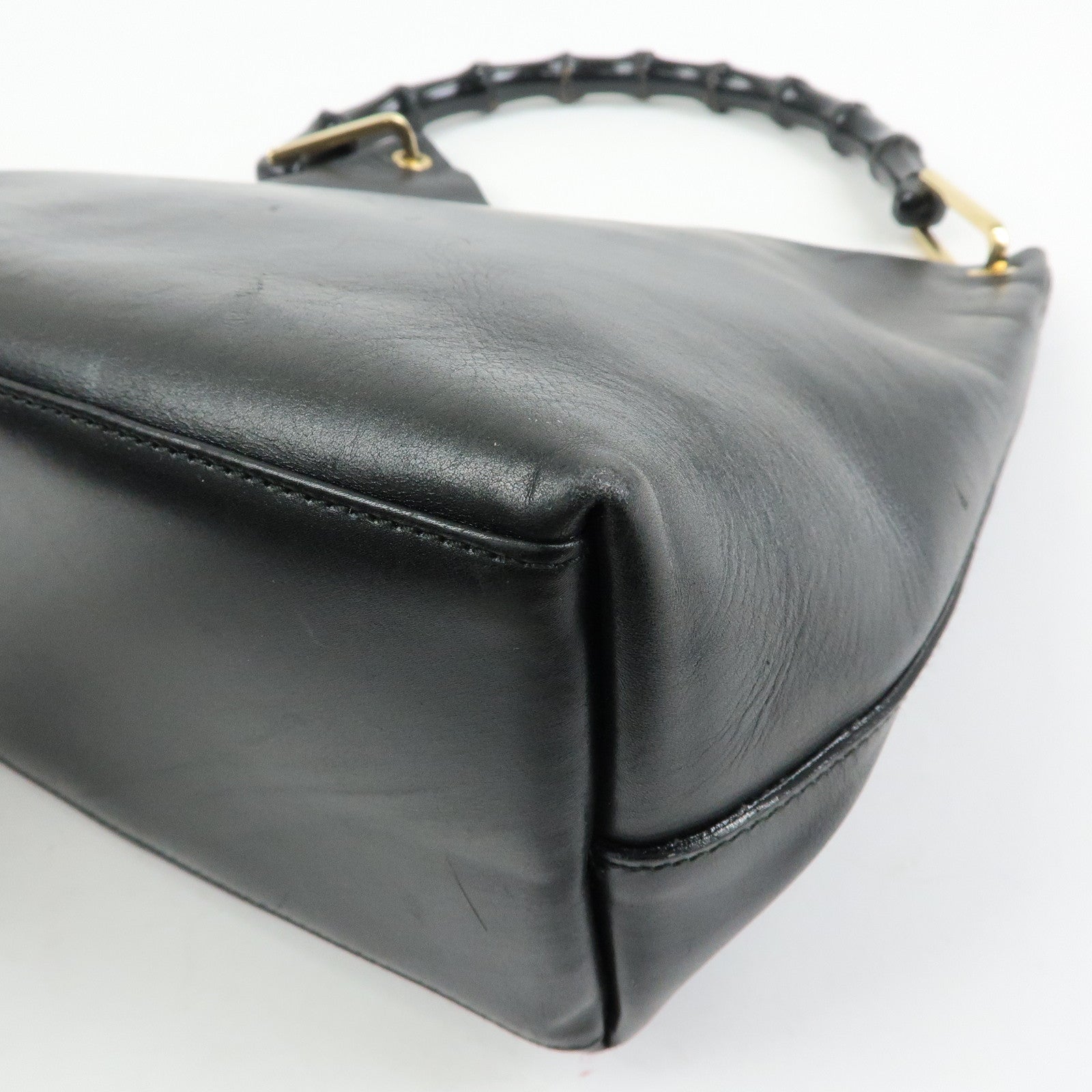 GUCCI Bamboo Leather Shoulder Bag Black 001・1553・1880