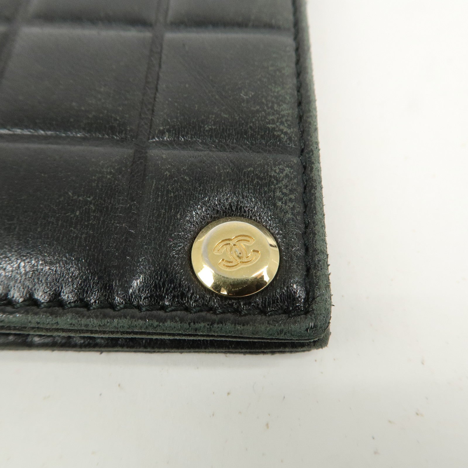 CHANEL Chocolate Bar Lamb Skin Card Case Card Holder Black
