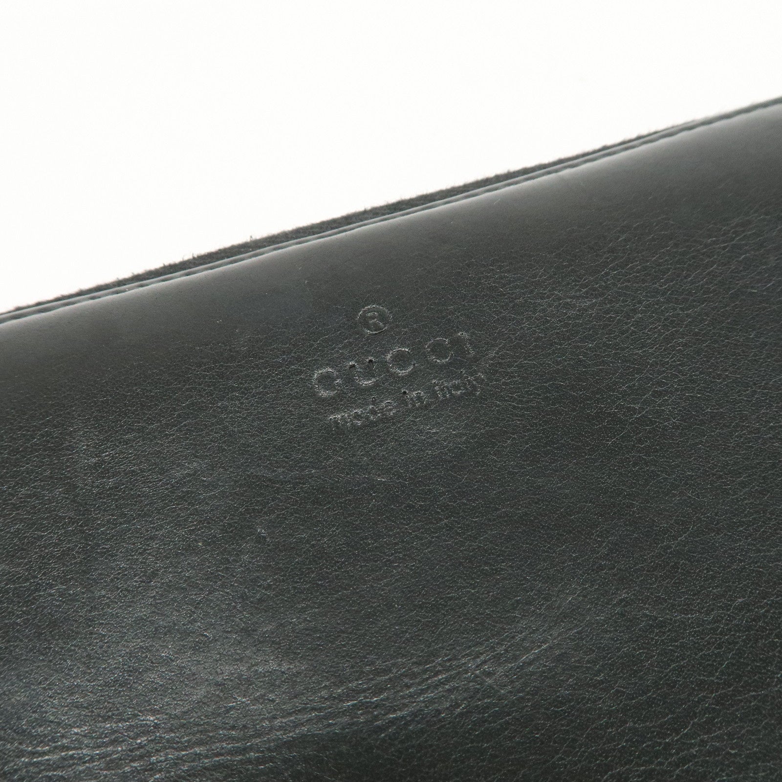 GUCCI Bamboo Logo Leather Round Zippy Wallet Black 224253