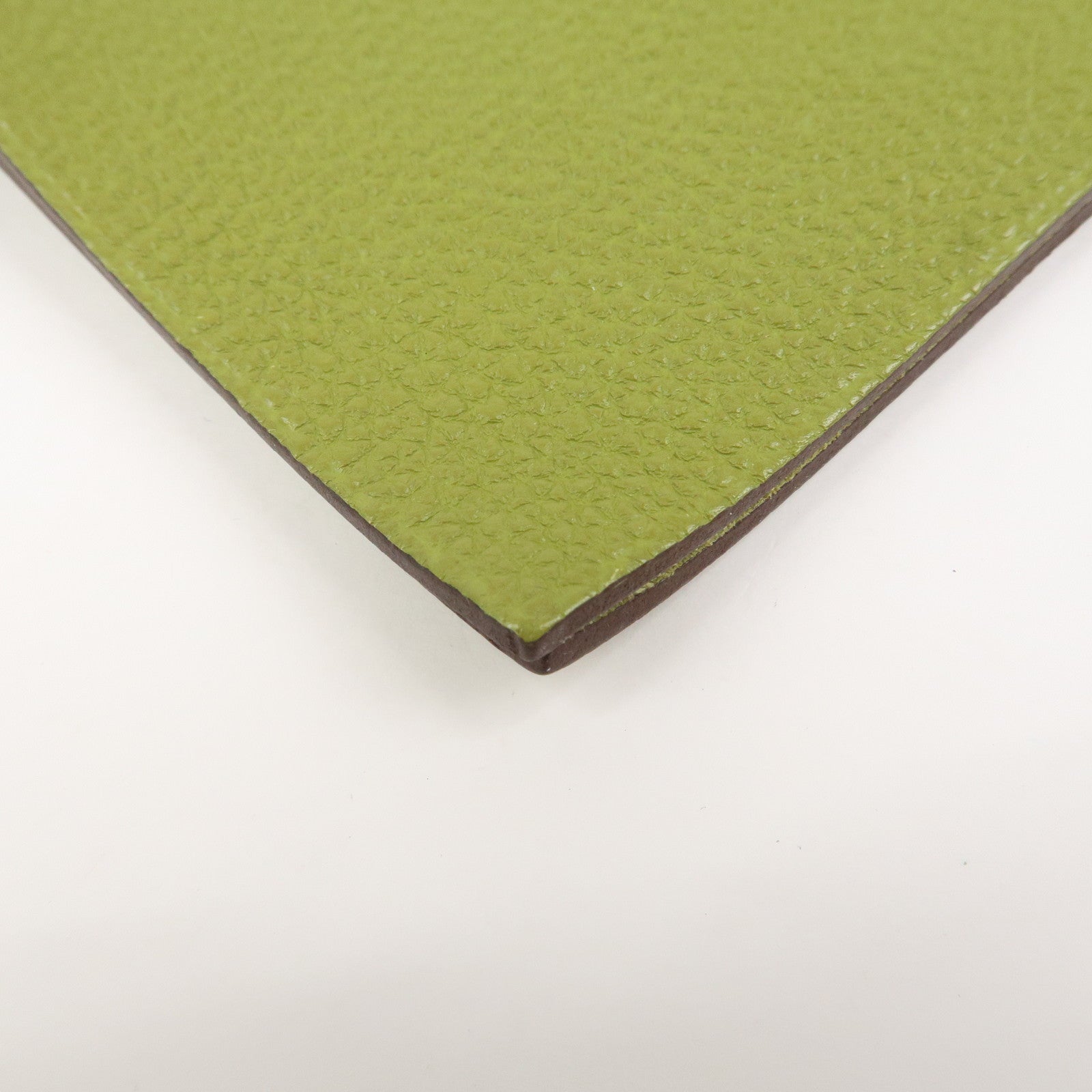 HERMES Ulysse MM Leather Notebook Cover Agenda L Stamped Green