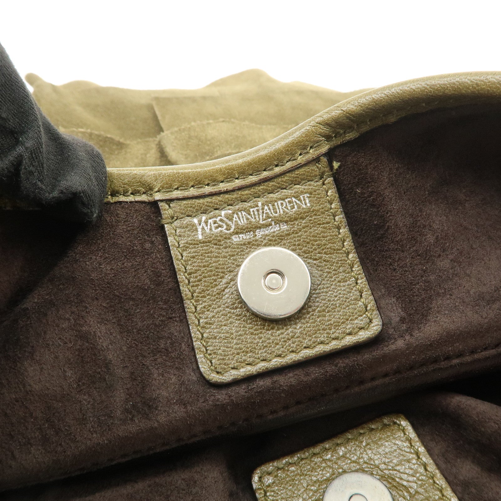 SAINT LAURENT Saint Tropez Suede Leather Shoulder Bag Khaki 12245