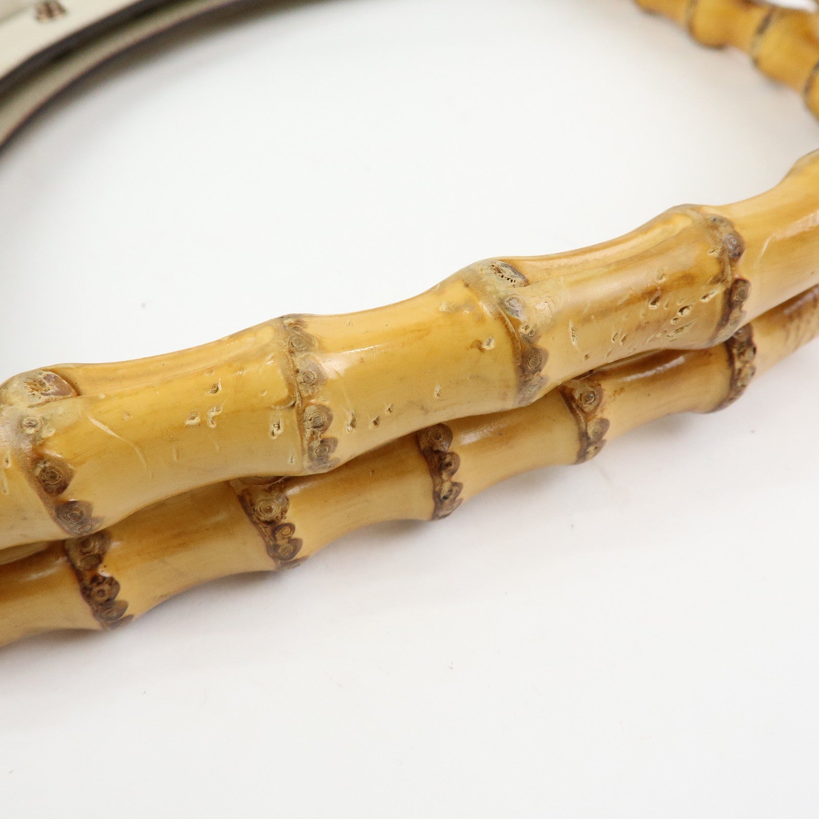 GUCCI Bamboo Leather Hand Bag Shoulder Bag Ivory 124293