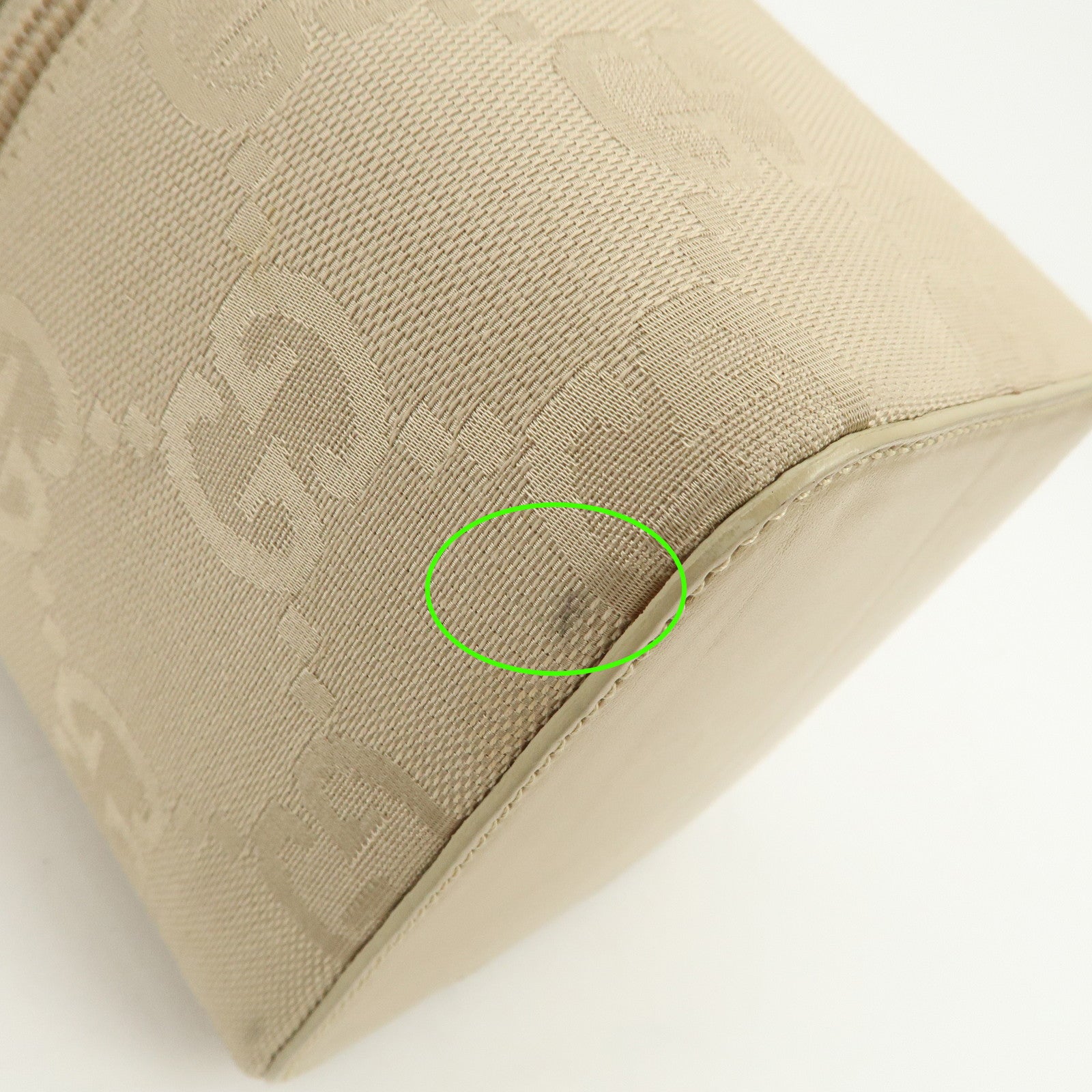 GUCCI GG Canvas Leather Vanity Bag Hand Bag Light Beige 039.1052