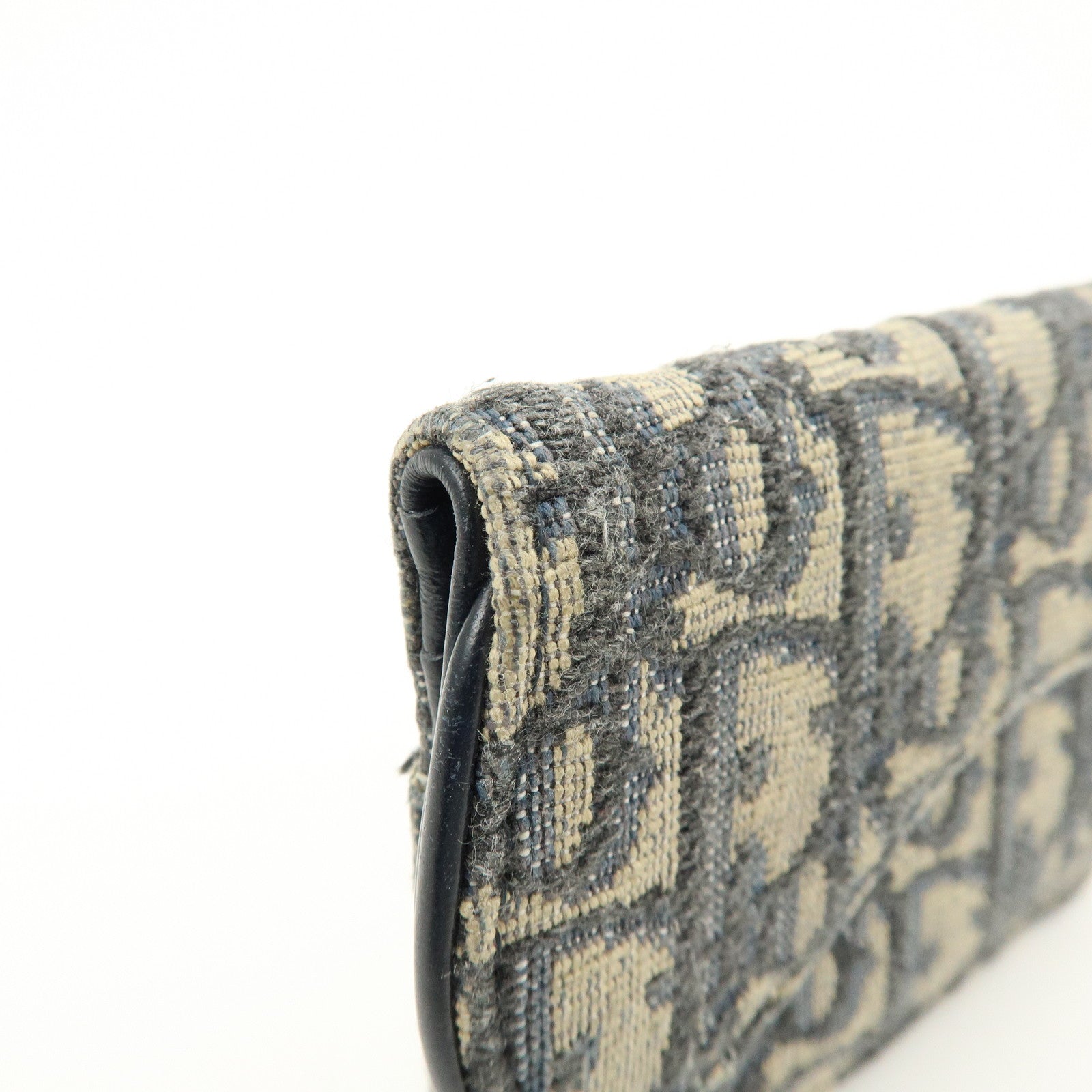 Christian Dior Trotter Saddle Jaquard Canvas Card Case Navy