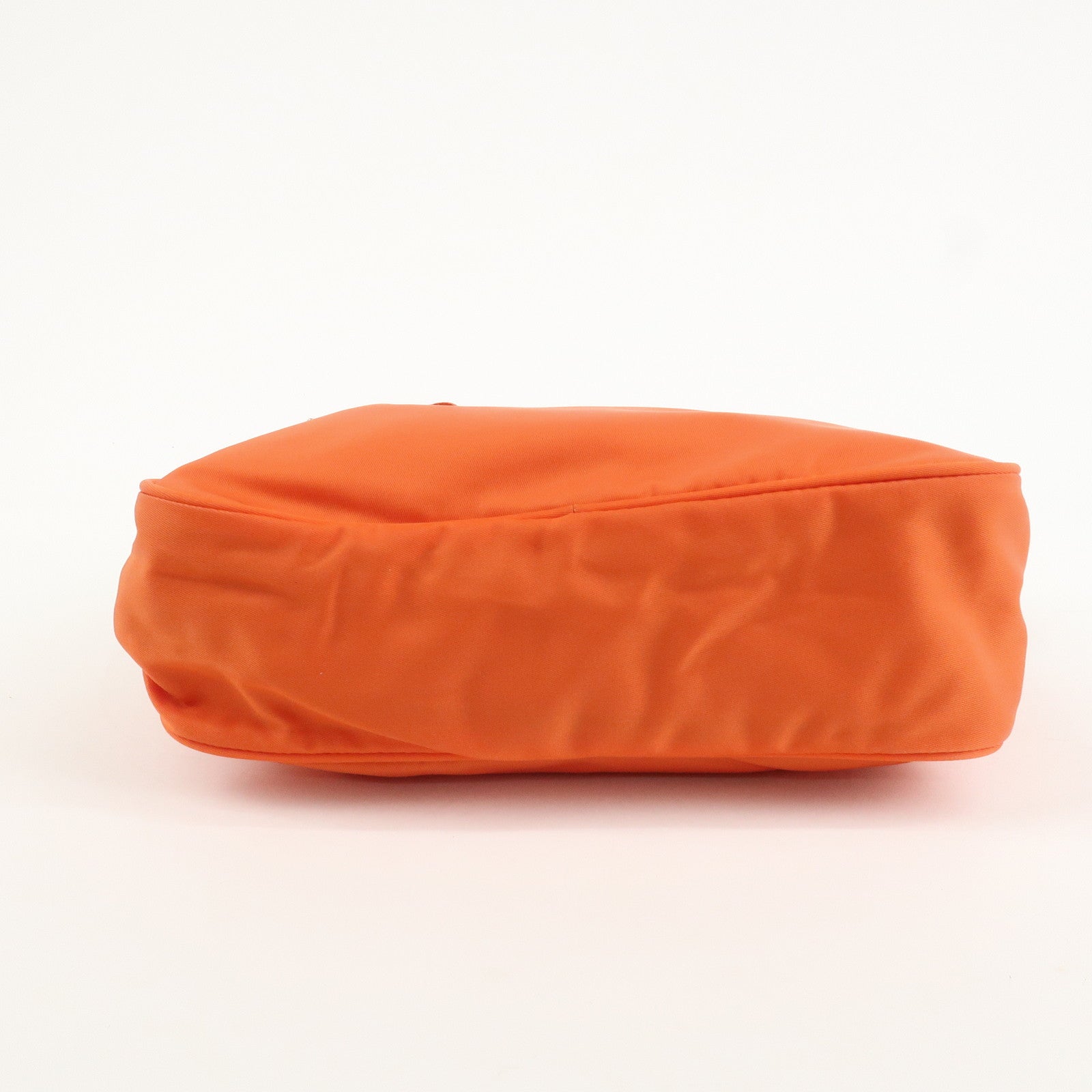 PRADA Triangle Logo Leather Nylon Shoulder Bag Orange Used