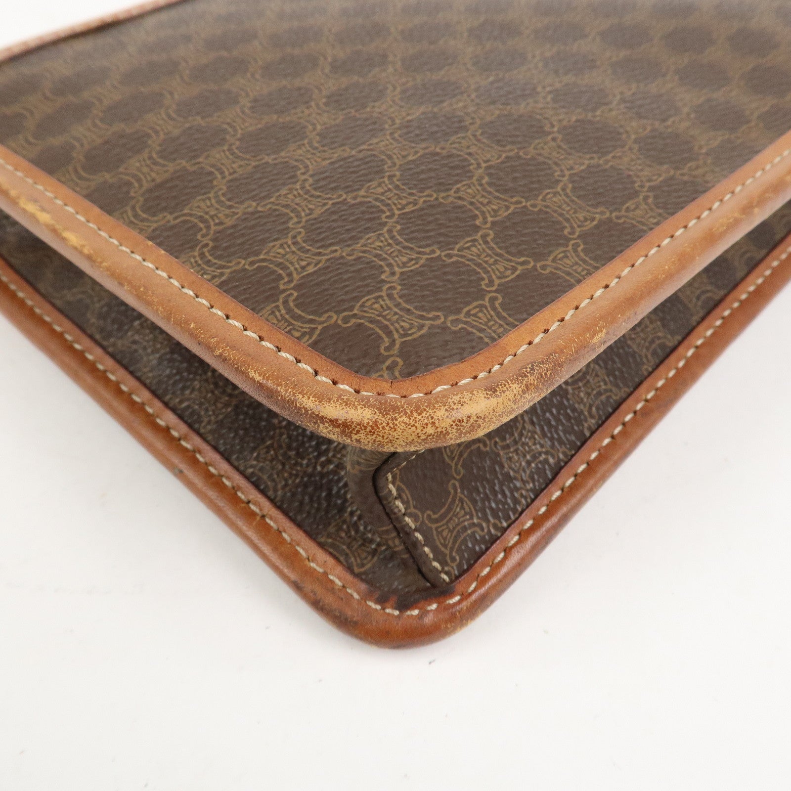 CELINE Macadam PVC Canvas Leather 2WAY Bag Shoulder Bag Brown