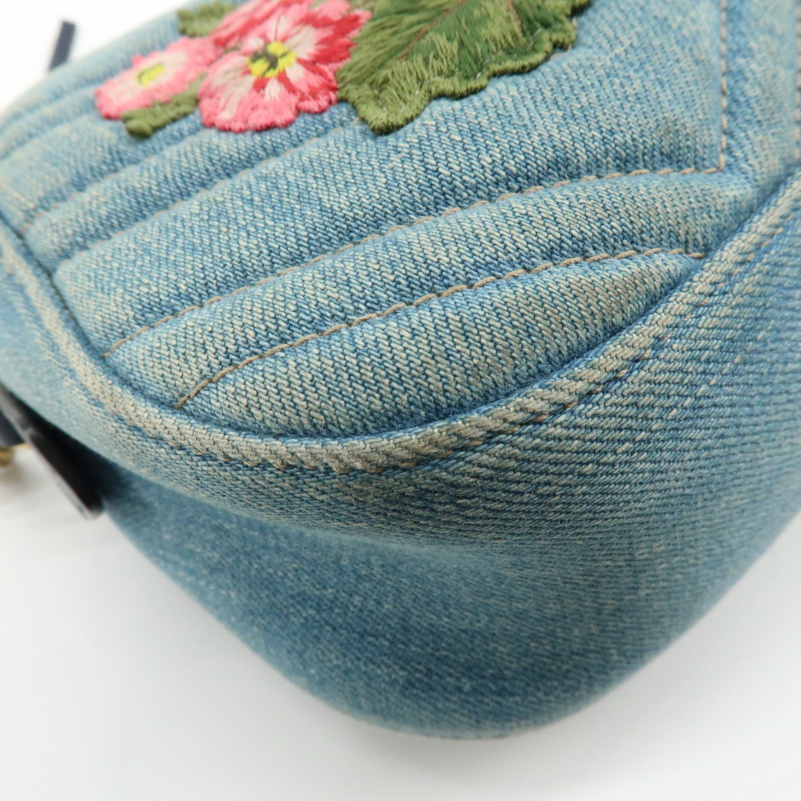 GUCCI GG Marmont Flower Embroidery Leather Shoulder Bag 447632