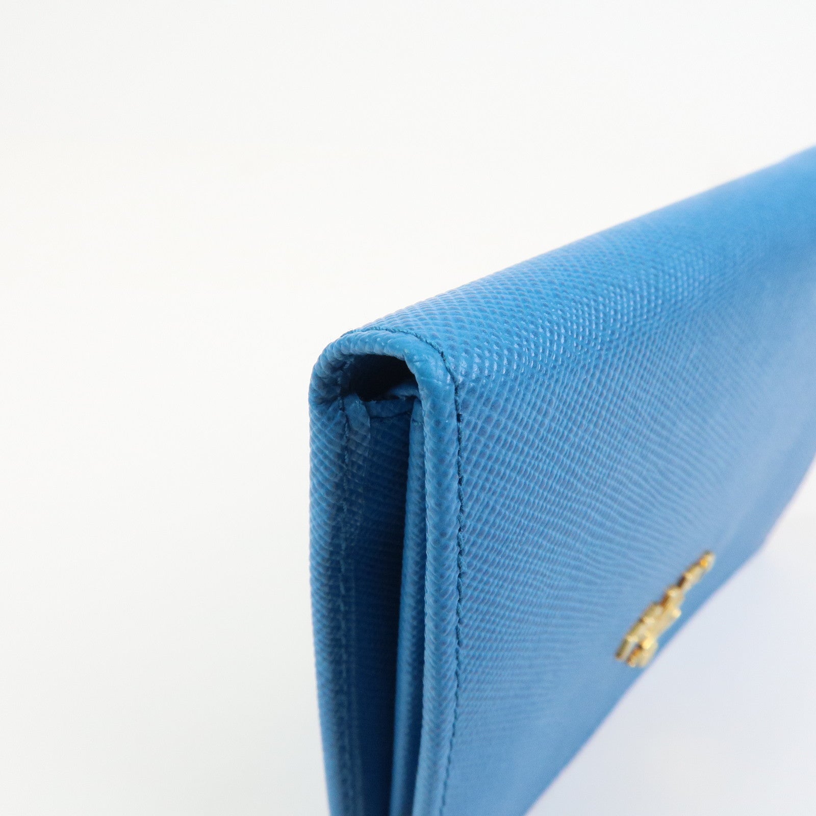 PRADA Saffiano Leather Bi-fold Compact Wallet Blue 1M0204