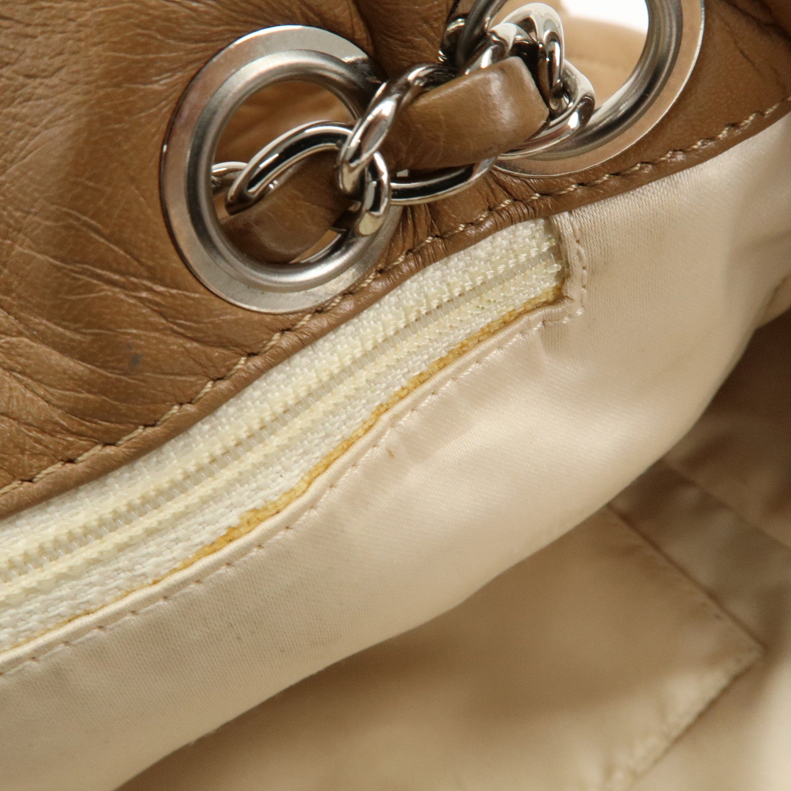 CHANEL East West Chain Shoulder Bag Hand Bag Tote Bag Brown